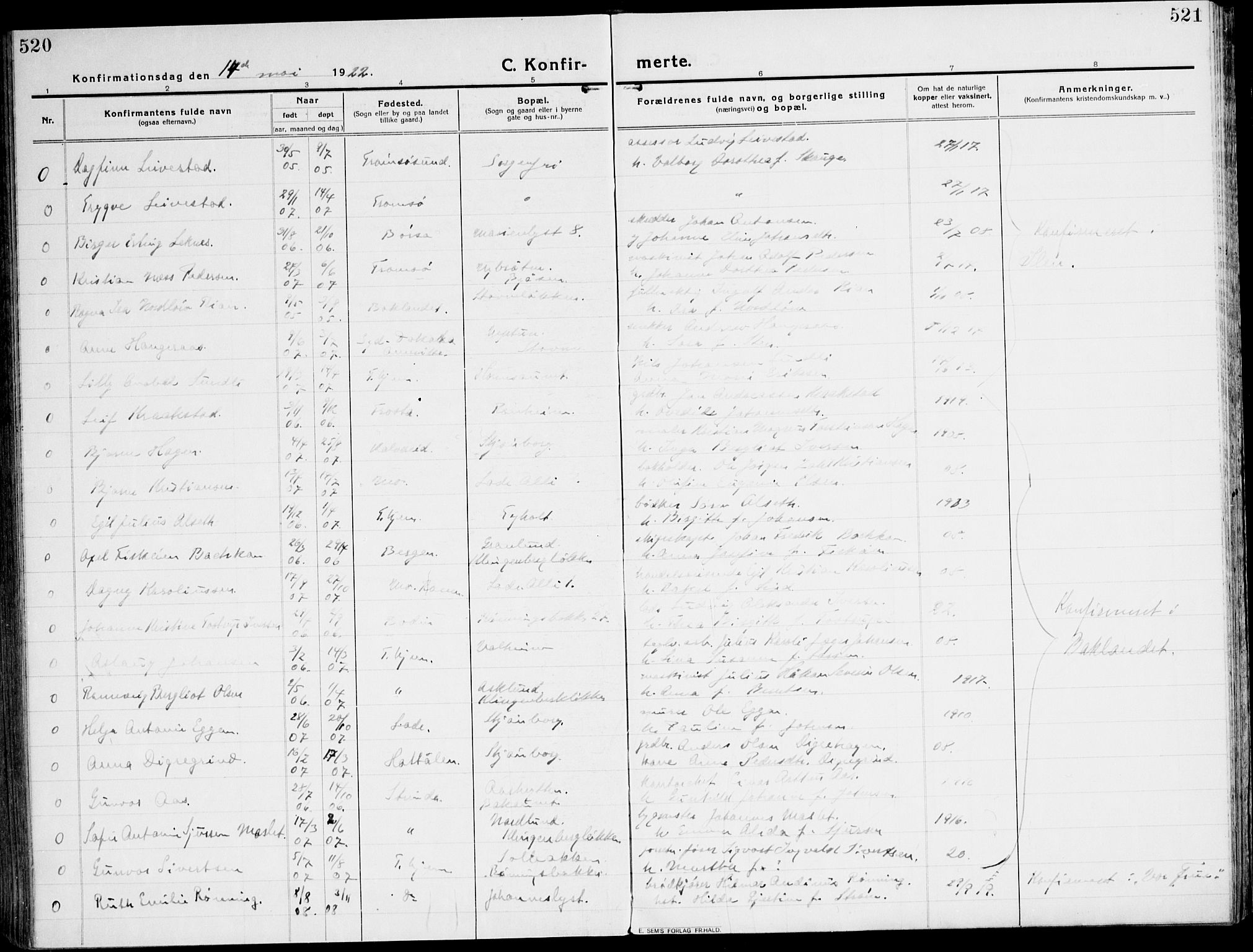 Ministerialprotokoller, klokkerbøker og fødselsregistre - Sør-Trøndelag, SAT/A-1456/607/L0321: Parish register (official) no. 607A05, 1916-1935, p. 520-521