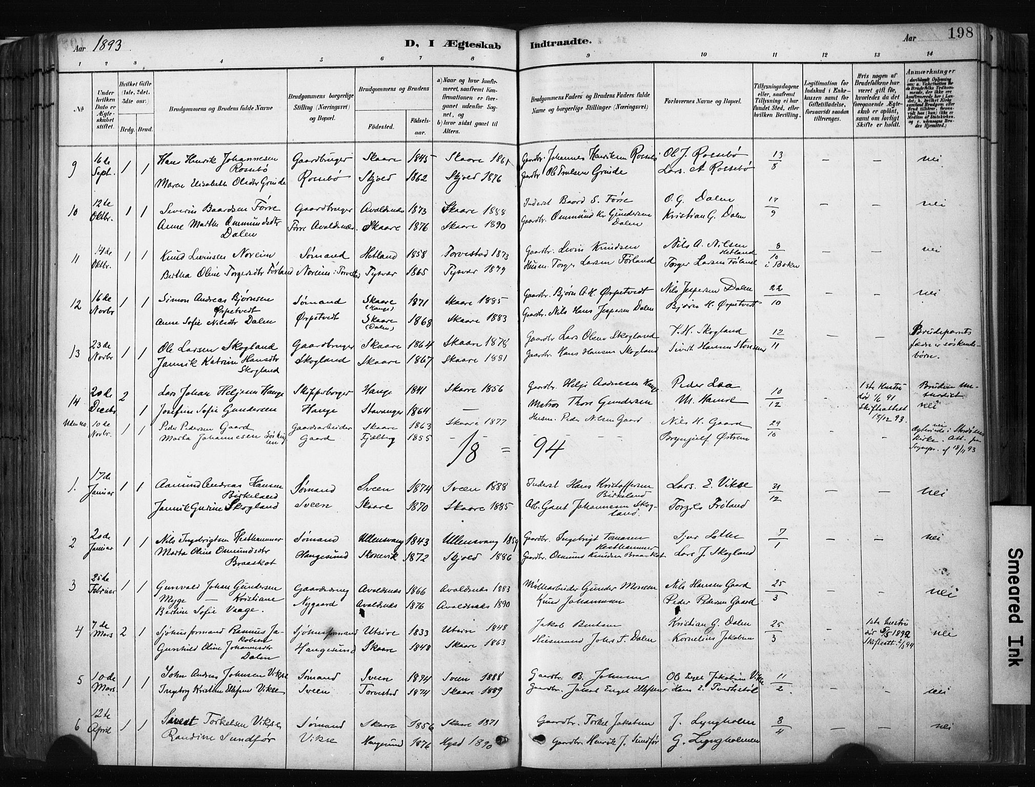 Haugesund sokneprestkontor, AV/SAST-A -101863/H/Ha/Haa/L0004: Parish register (official) no. A 4, 1886-1908, p. 198