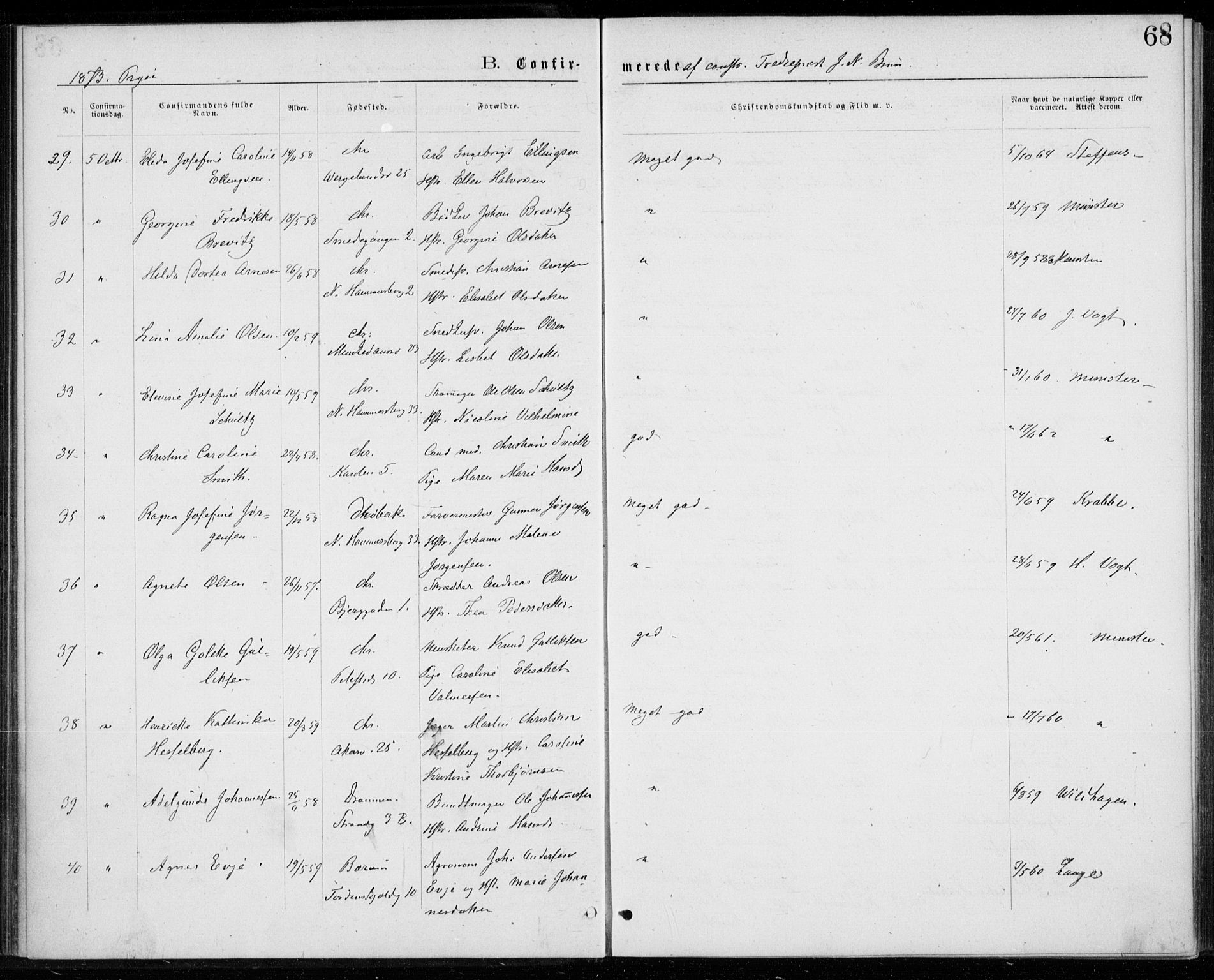 Trefoldighet prestekontor Kirkebøker, AV/SAO-A-10882/F/Fb/L0002: Parish register (official) no. II 2, 1871-1880, p. 68