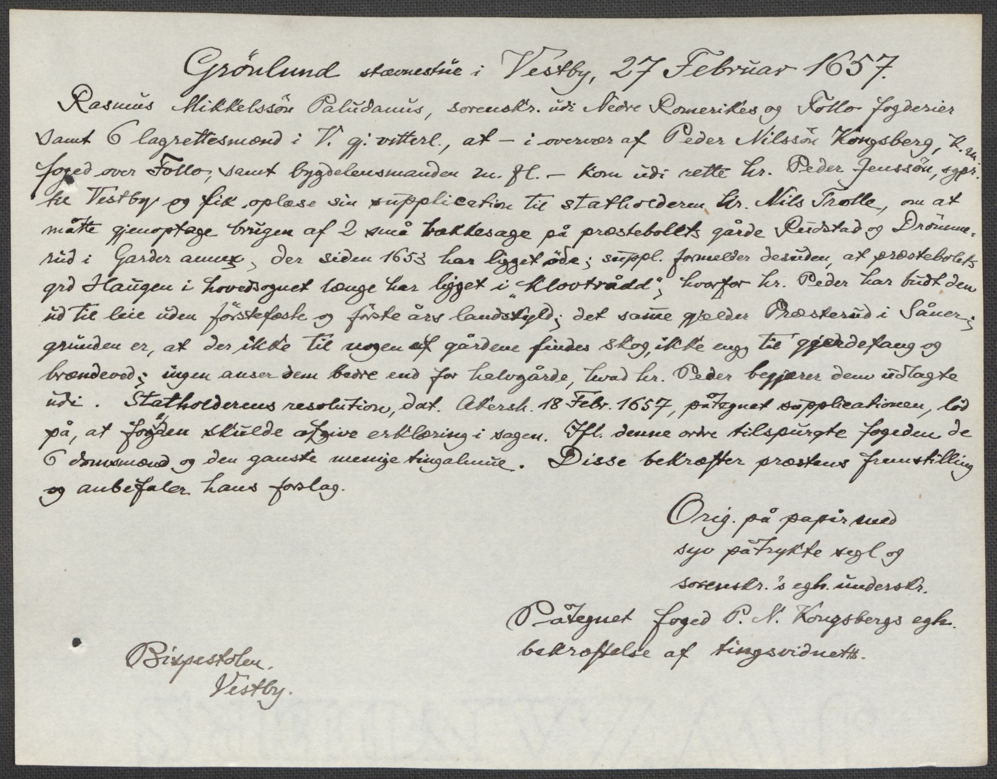 Riksarkivets diplomsamling, RA/EA-5965/F15/L0006: Prestearkiv - Akershus, 1593-1865, p. 241