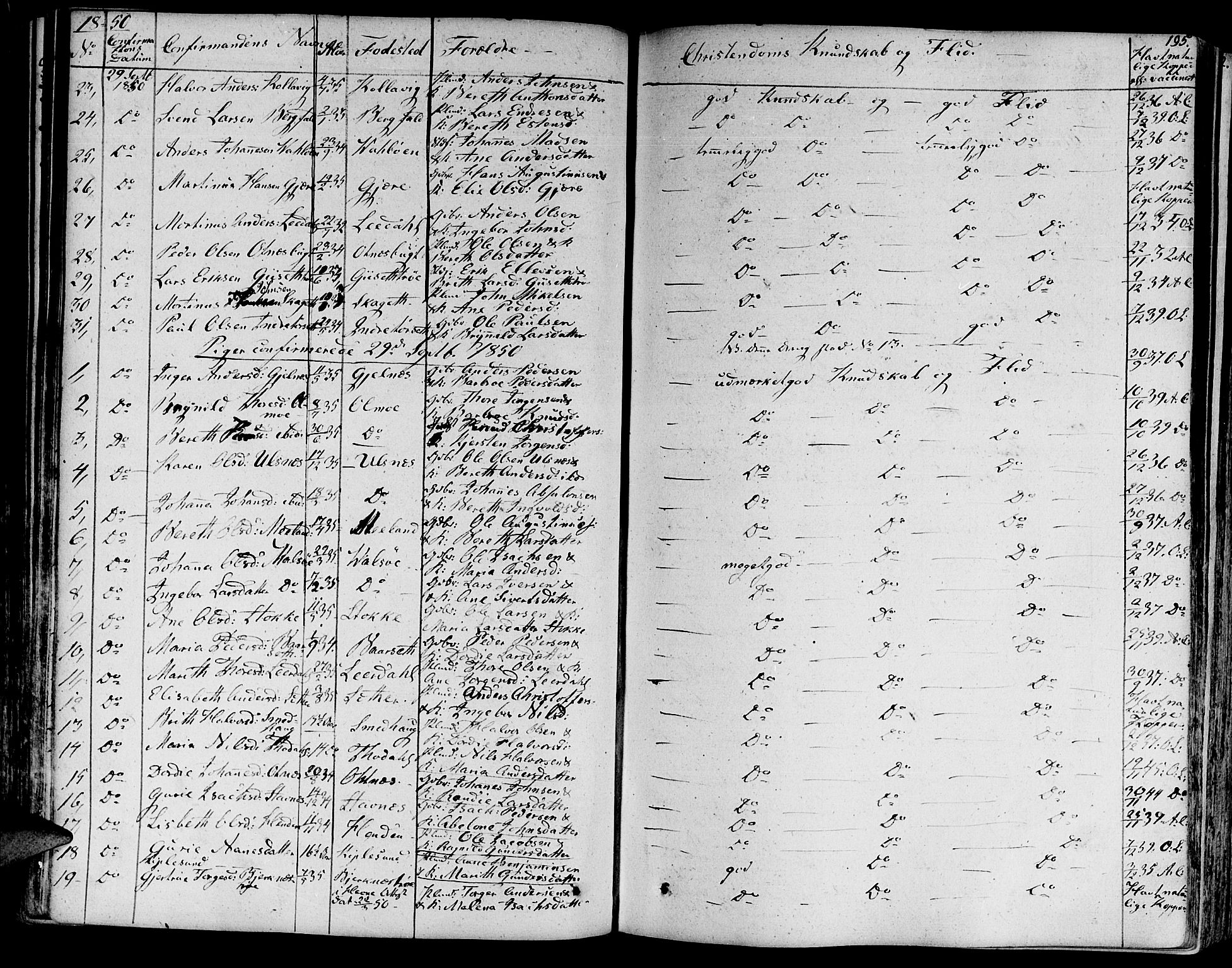 Ministerialprotokoller, klokkerbøker og fødselsregistre - Møre og Romsdal, AV/SAT-A-1454/578/L0904: Parish register (official) no. 578A03, 1836-1858, p. 195