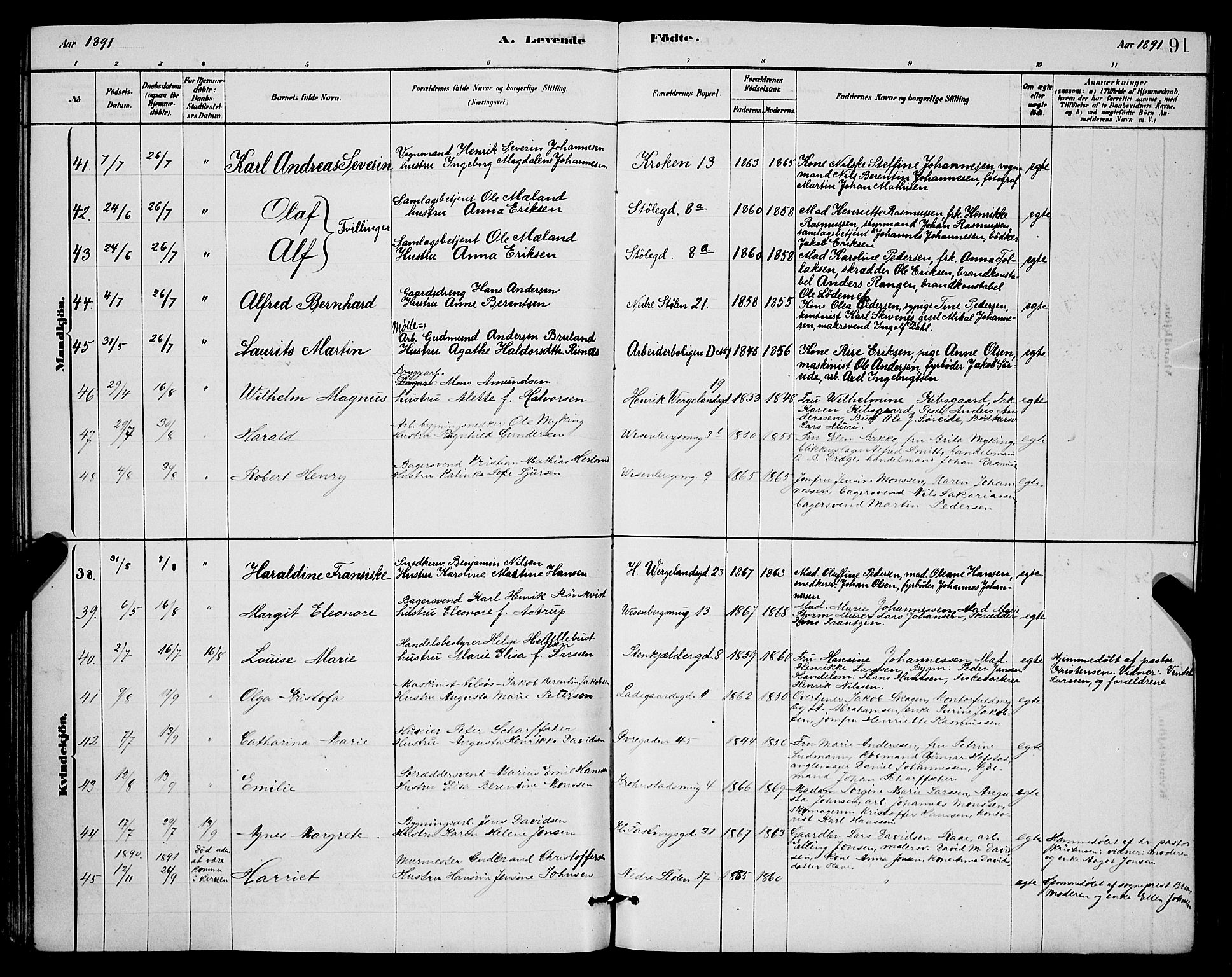 Mariakirken Sokneprestembete, AV/SAB-A-76901/H/Hab/L0004: Parish register (copy) no. A 4, 1878-1892, p. 91