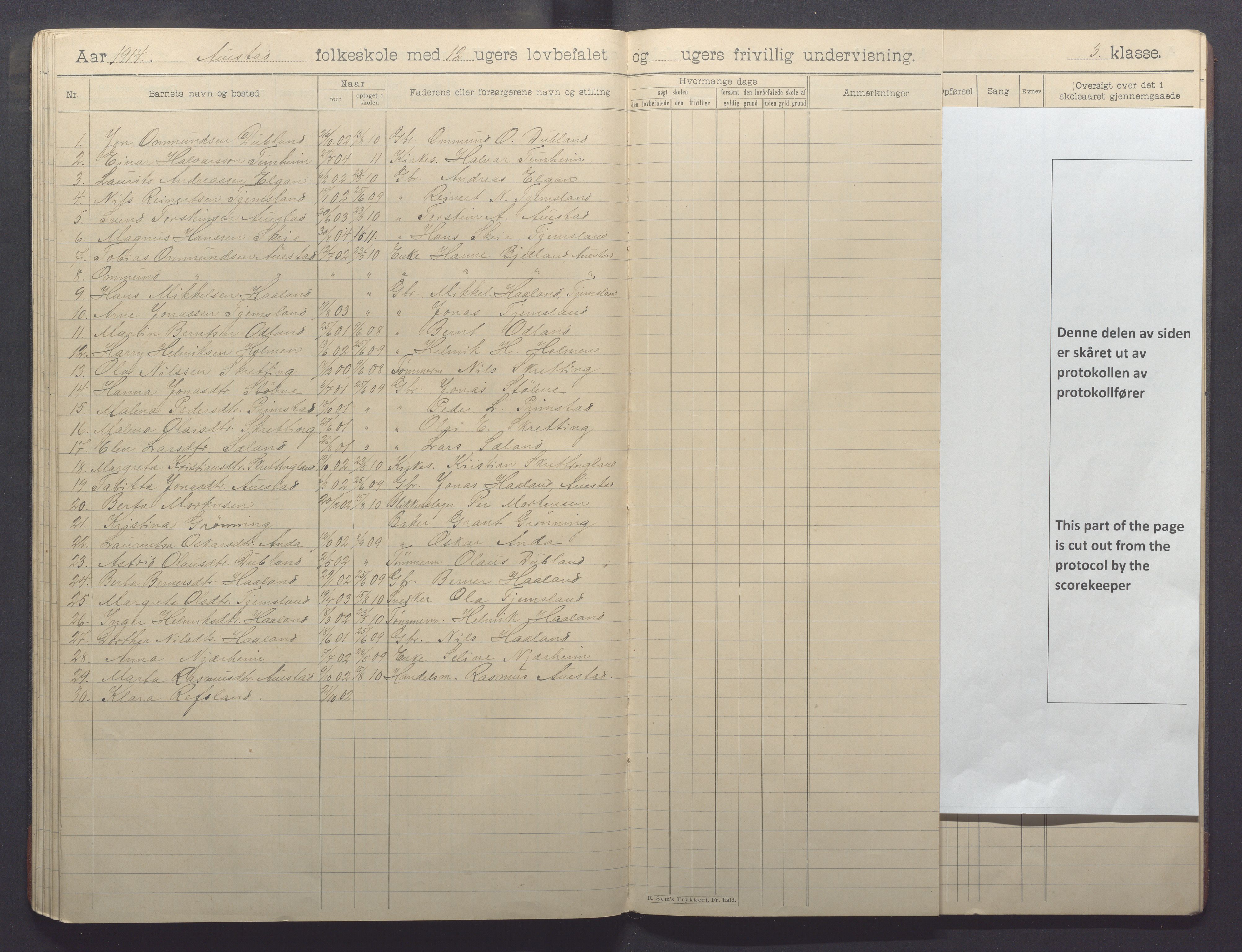 Varhaug kommune- Auestad skule, IKAR/K-100960/H/L0002: Skuleprotokoll, 1902-1915, p. 45