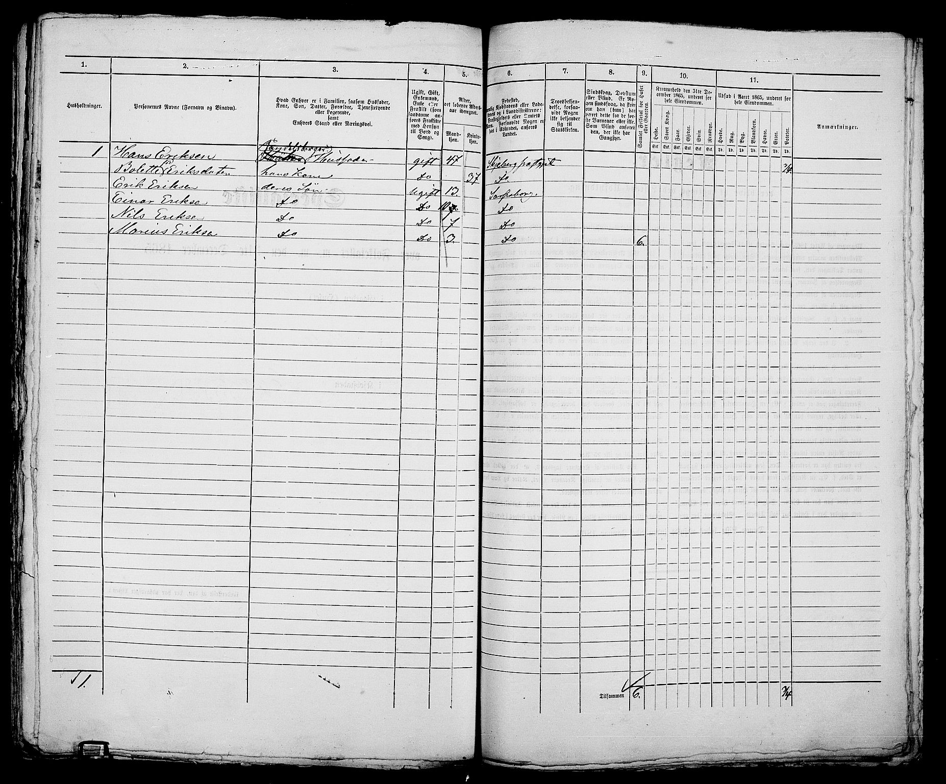 RA, 1865 census for Sarpsborg, 1865, p. 412