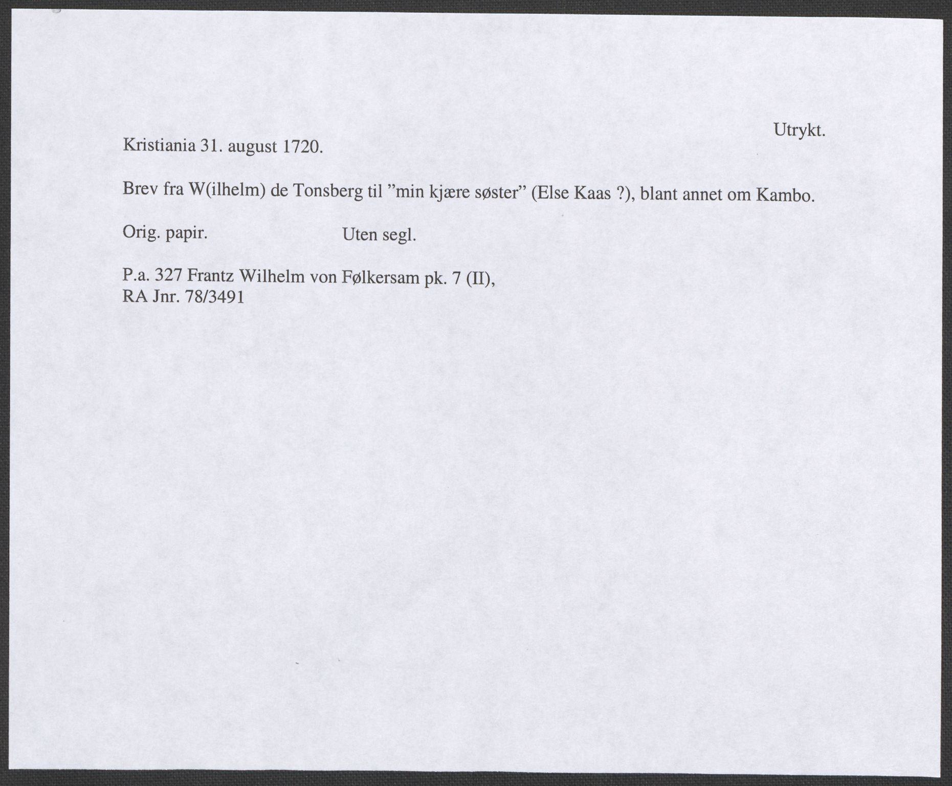 Riksarkivets diplomsamling, AV/RA-EA-5965/F12/L0005: Pk. 7 (II), 1613-1721, p. 235