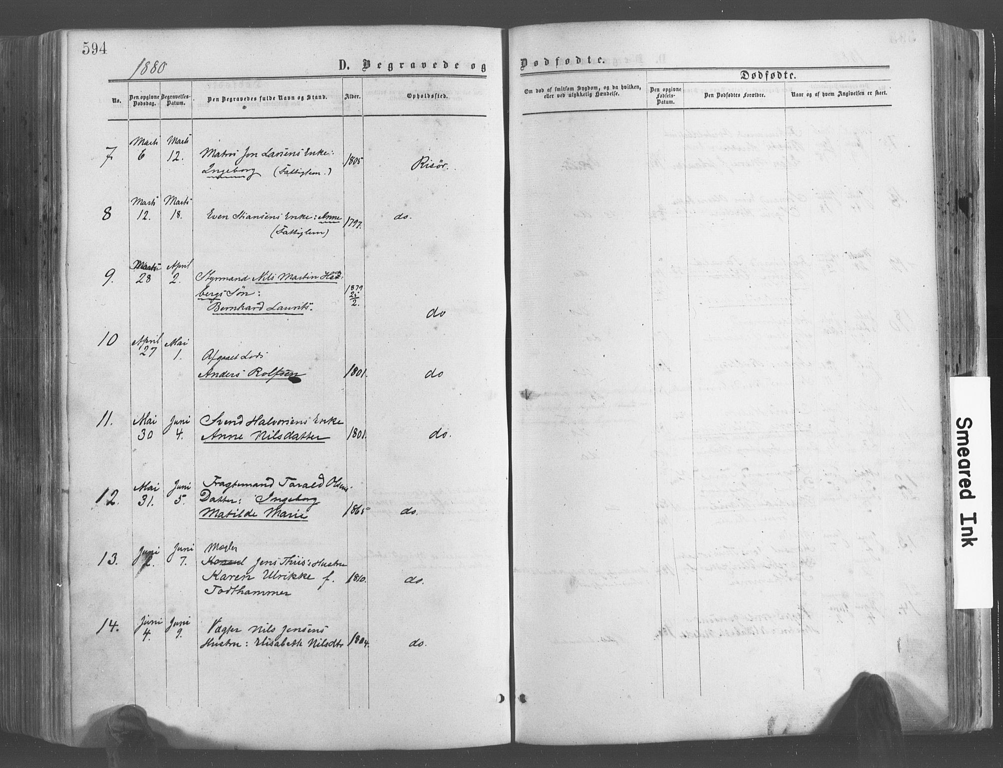 Risør sokneprestkontor, SAK/1111-0035/F/Fa/L0004: Parish register (official) no. A 4, 1865-1882, p. 594