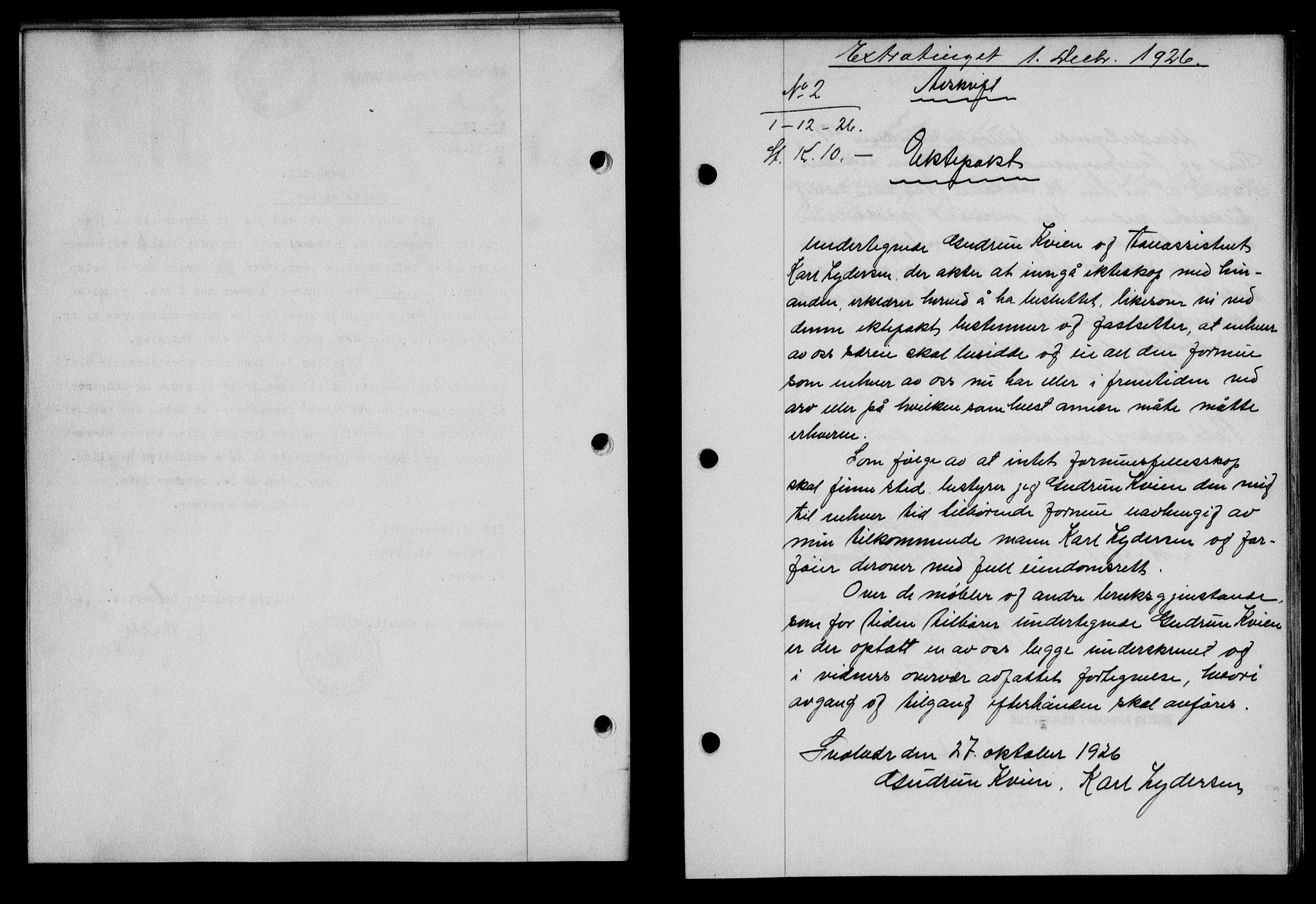 Lofoten sorenskriveri, AV/SAT-A-0017/1/2/2C/L0014b: Mortgage book no. 14b, 1926-1926, Deed date: 01.12.1926