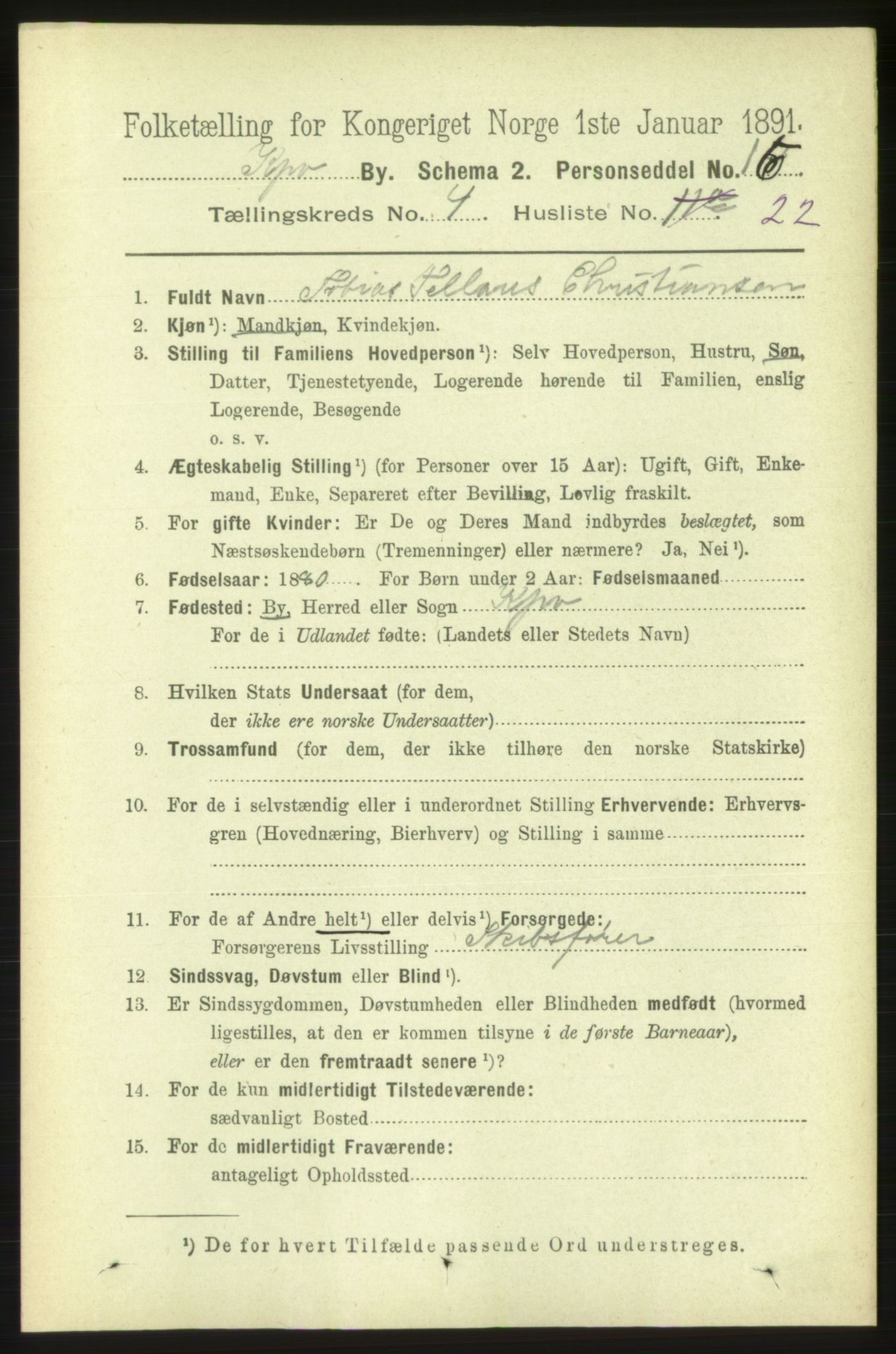 RA, 1891 census for 1105 Kopervik, 1891, p. 505