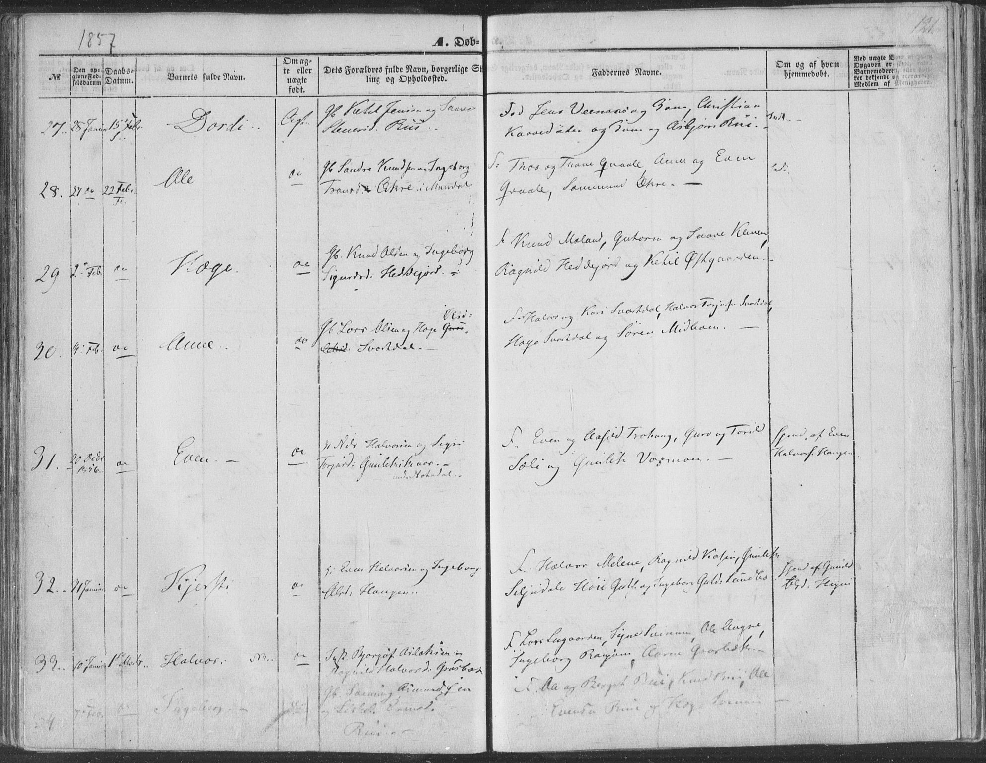 Seljord kirkebøker, SAKO/A-20/F/Fa/L012a: Parish register (official) no. I 12A, 1850-1865, p. 121