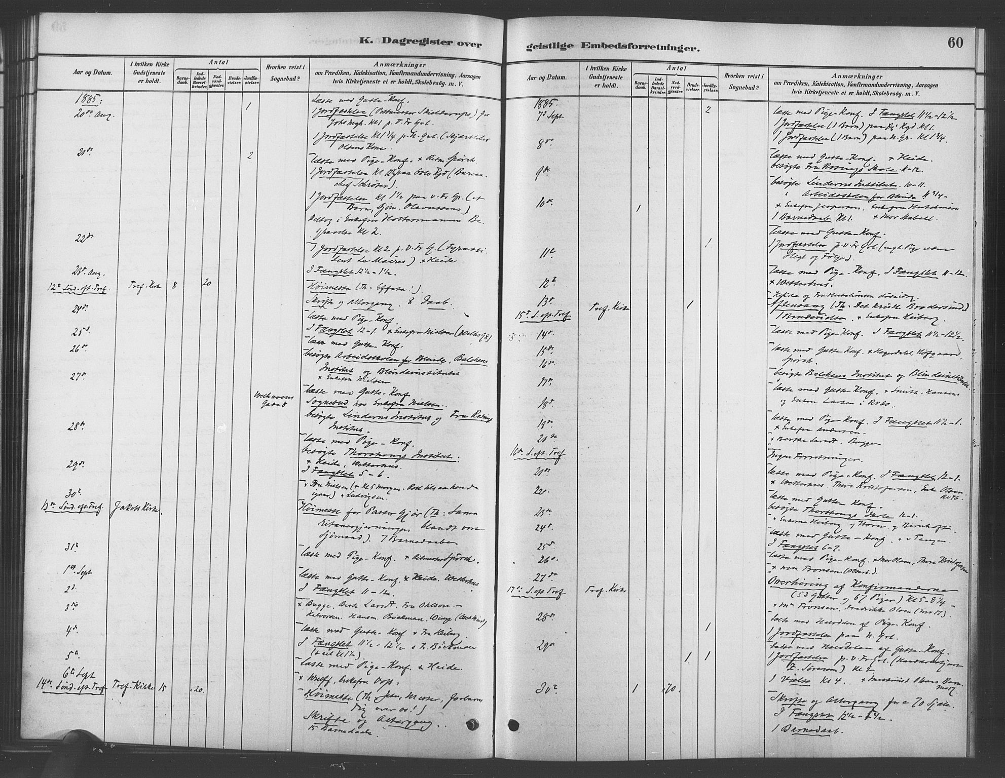 Trefoldighet prestekontor Kirkebøker, SAO/A-10882/I/Ia/L0003: Diary records no. 3, 1881-1901, p. 60