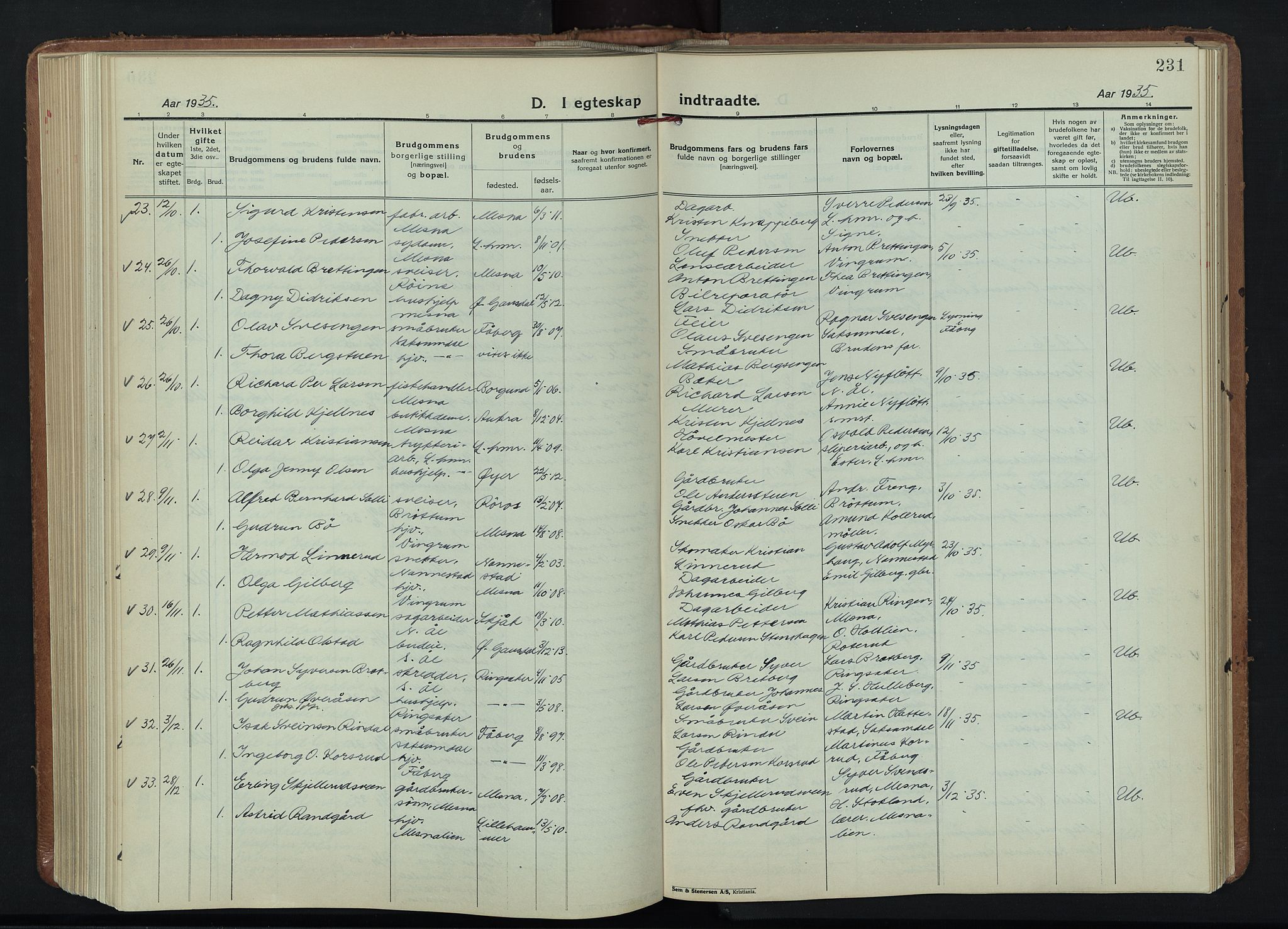 Fåberg prestekontor, SAH/PREST-086/H/Ha/Hab/L0015: Parish register (copy) no. 15, 1924-1949, p. 231