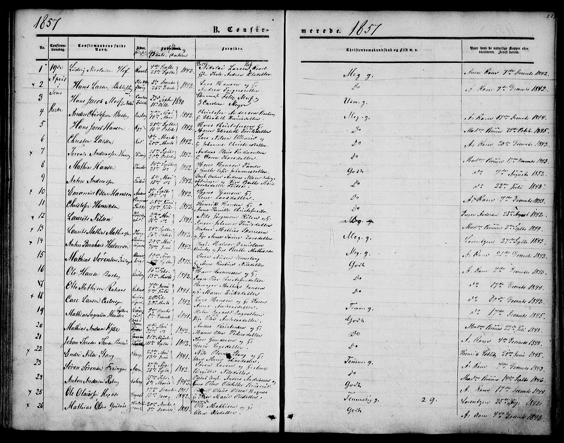 Sem kirkebøker, AV/SAKO-A-5/F/Fa/L0007: Parish register (official) no. I 7, 1856-1865, p. 223