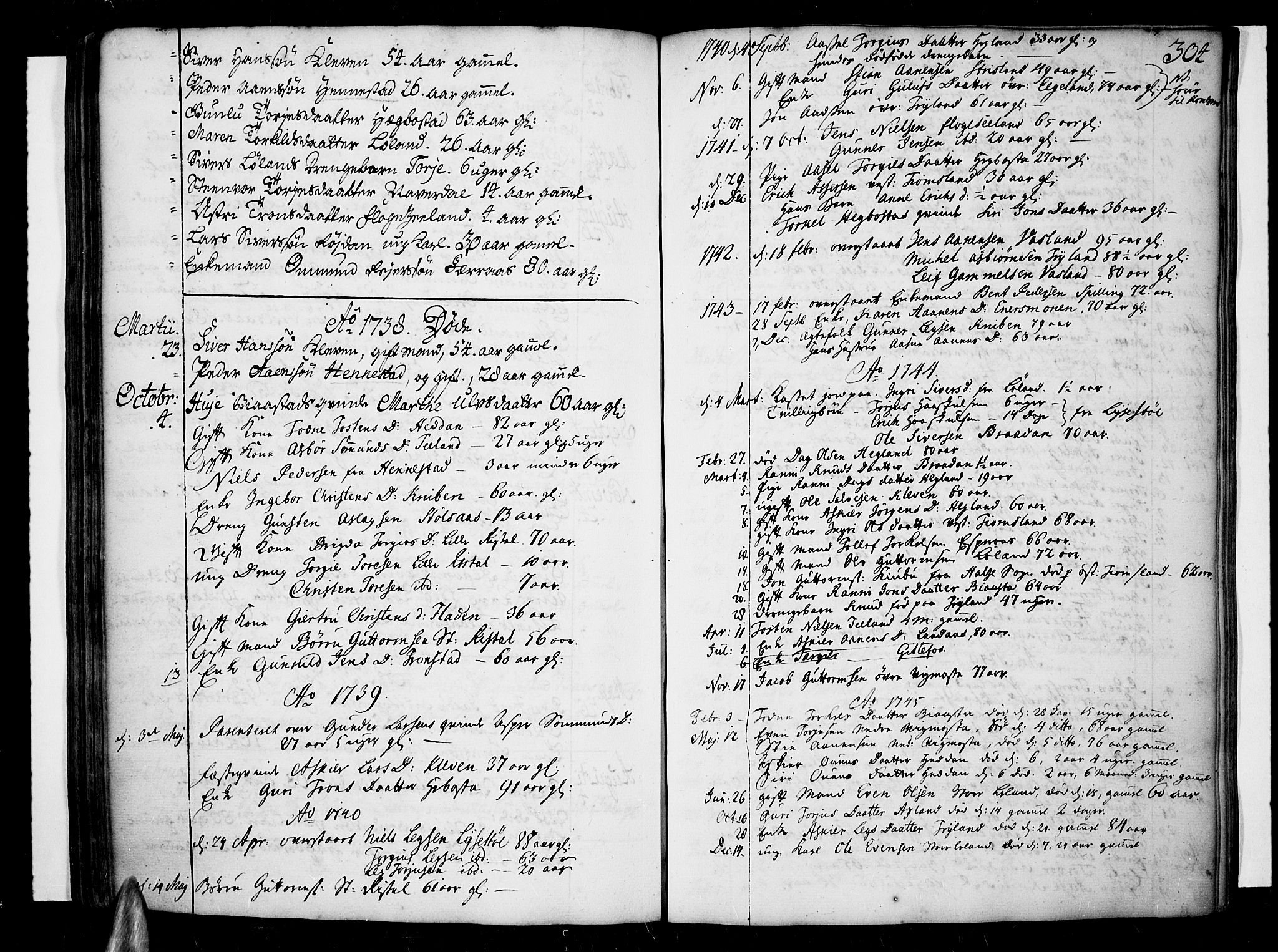 Sør-Audnedal sokneprestkontor, AV/SAK-1111-0039/F/Fa/Fab/L0001: Parish register (official) no. A 1 /3, 1726-1783, p. 304