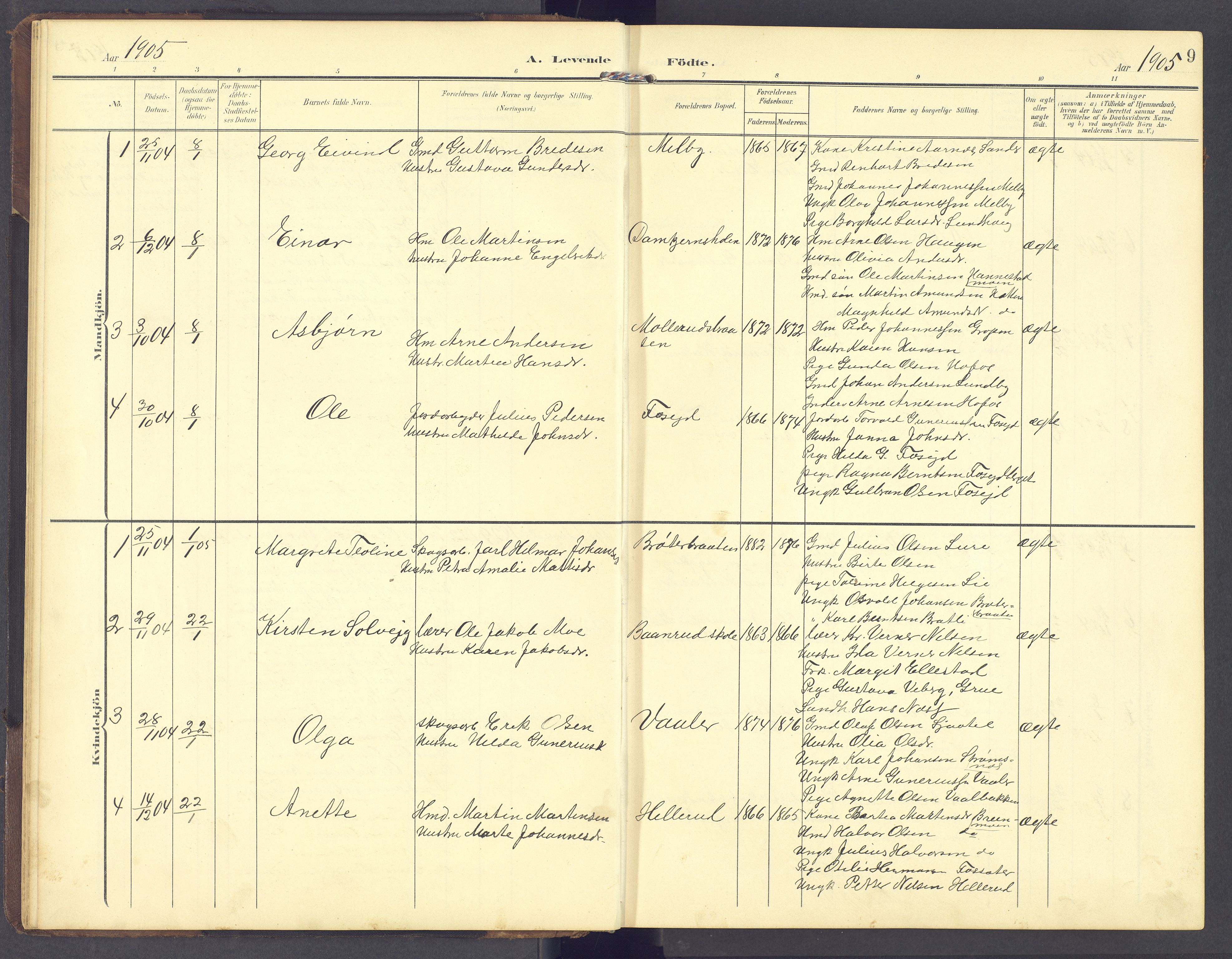 Brandval prestekontor, AV/SAH-PREST-034/H/Ha/Hab/L0003: Parish register (copy) no. 3, 1904-1917, p. 9