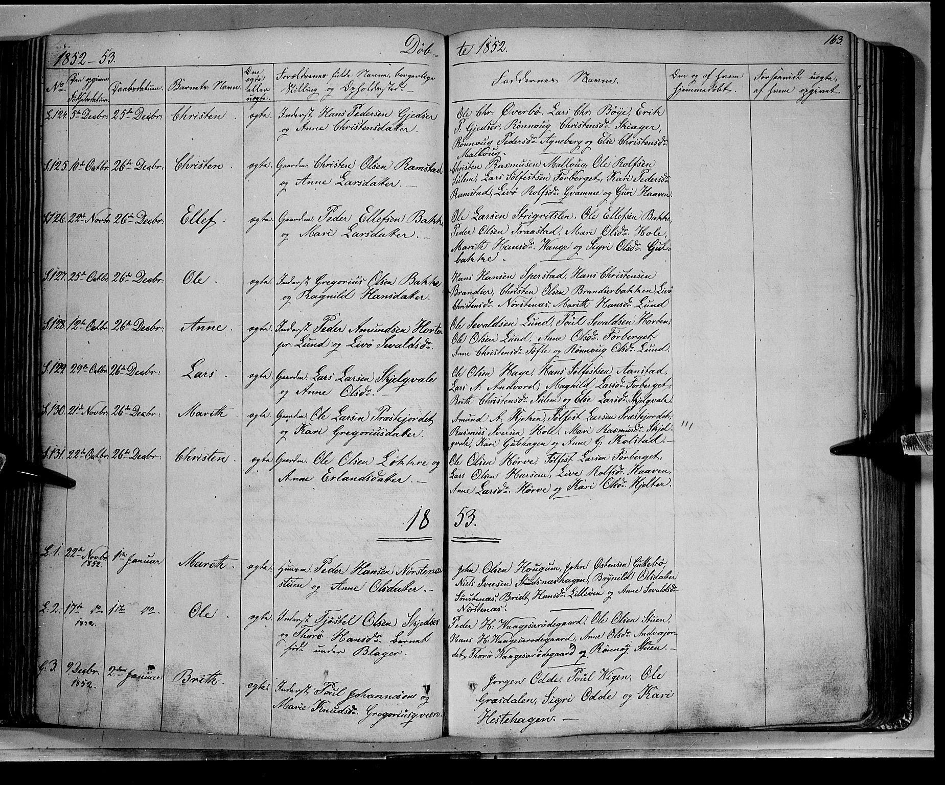 Lom prestekontor, SAH/PREST-070/K/L0006: Parish register (official) no. 6A, 1837-1863, p. 163