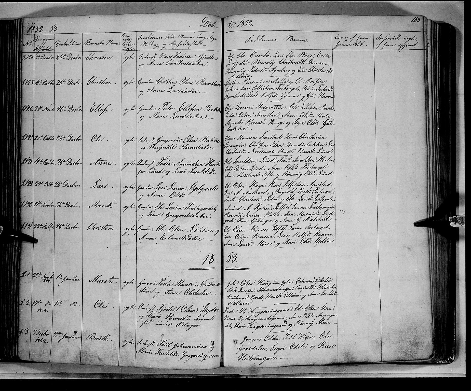 Lom prestekontor, AV/SAH-PREST-070/K/L0006: Parish register (official) no. 6A, 1837-1863, p. 163