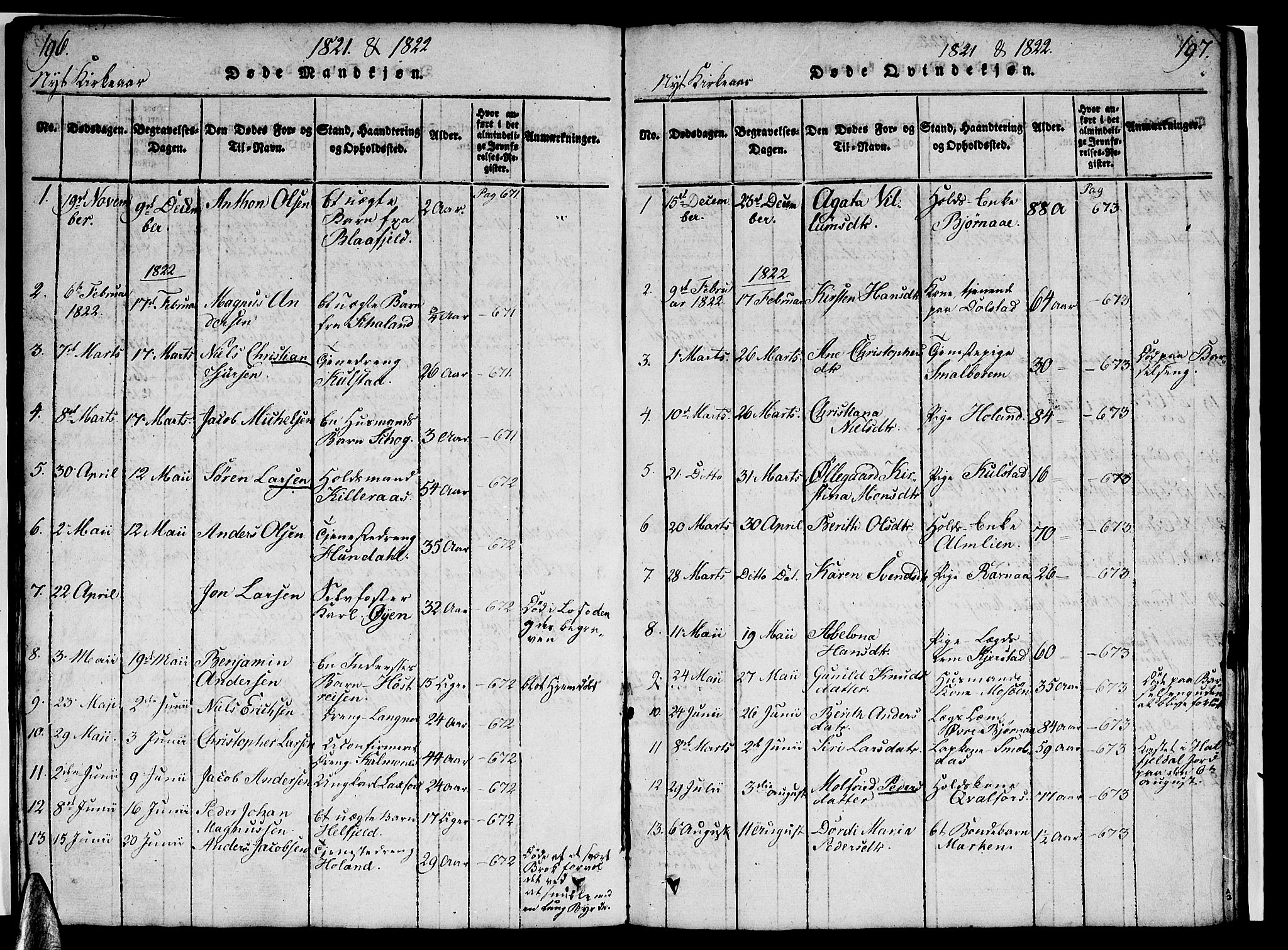Ministerialprotokoller, klokkerbøker og fødselsregistre - Nordland, AV/SAT-A-1459/820/L0299: Parish register (copy) no. 820C01, 1820-1825, p. 196-197