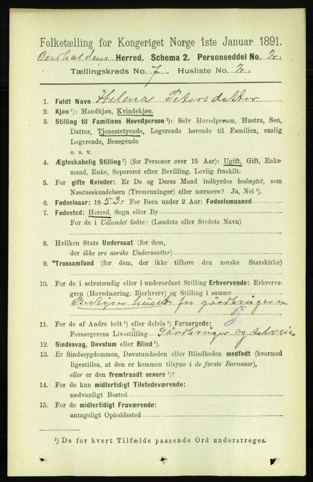 RA, 1891 census for 1744 Overhalla, 1891, p. 2652