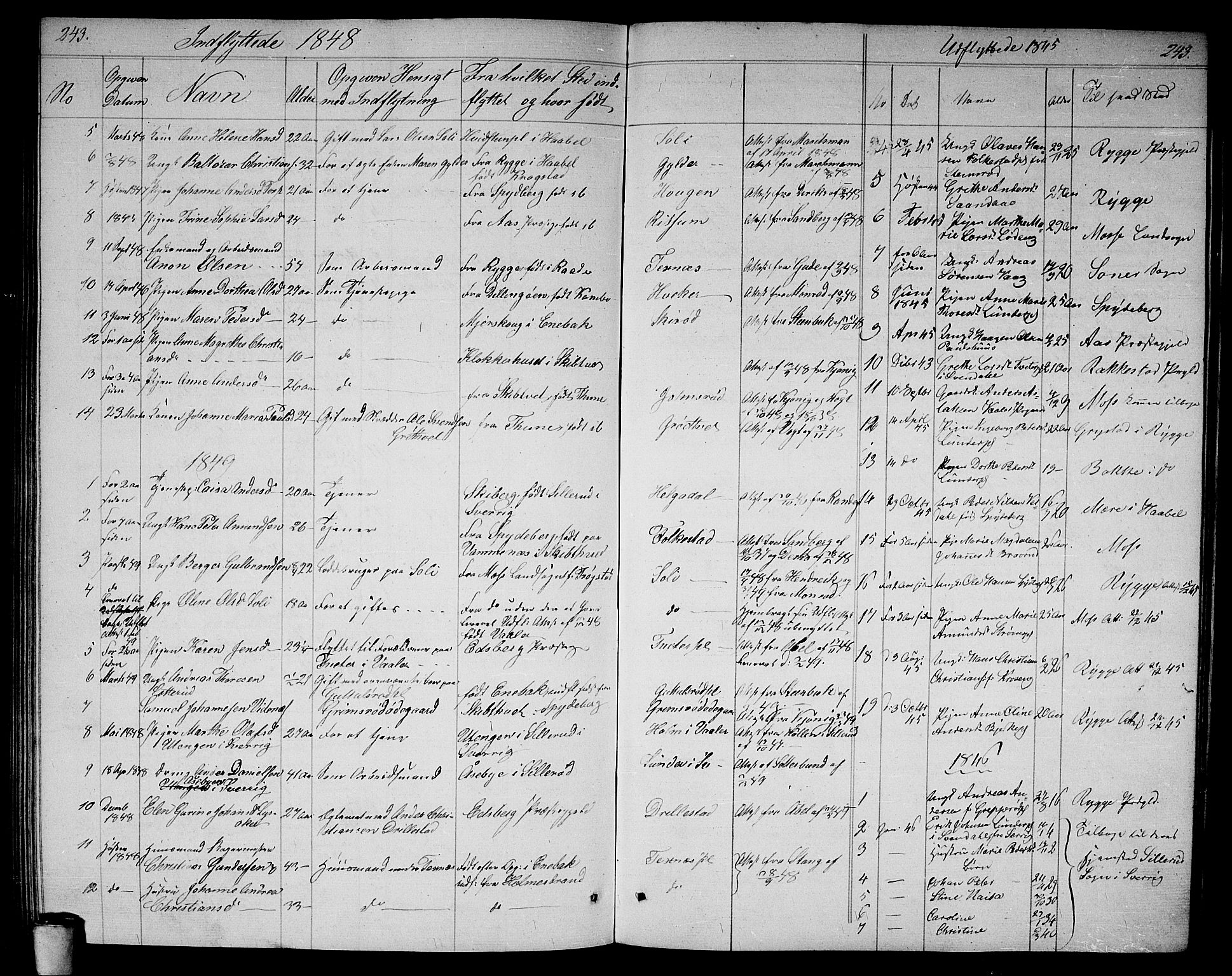 Våler prestekontor Kirkebøker, AV/SAO-A-11083/G/Ga/L0002: Parish register (copy) no. I 2, 1839-1860, p. 243