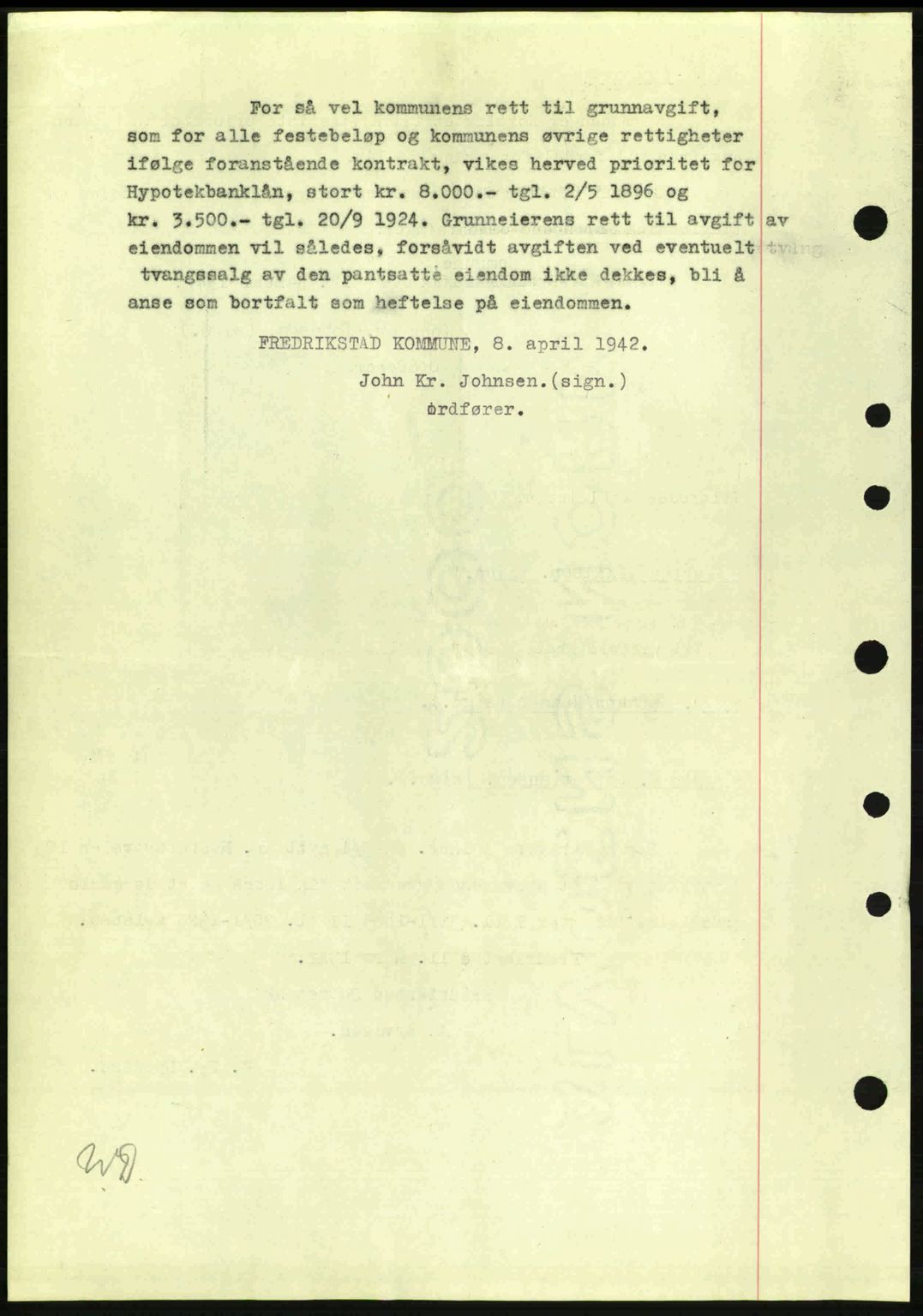 Fredrikstad byfogd, AV/SAO-A-10473a/G/Ga/Gac/L0002: Mortgage book no. A32a, 1940-1945, Diary no: : 33/1943