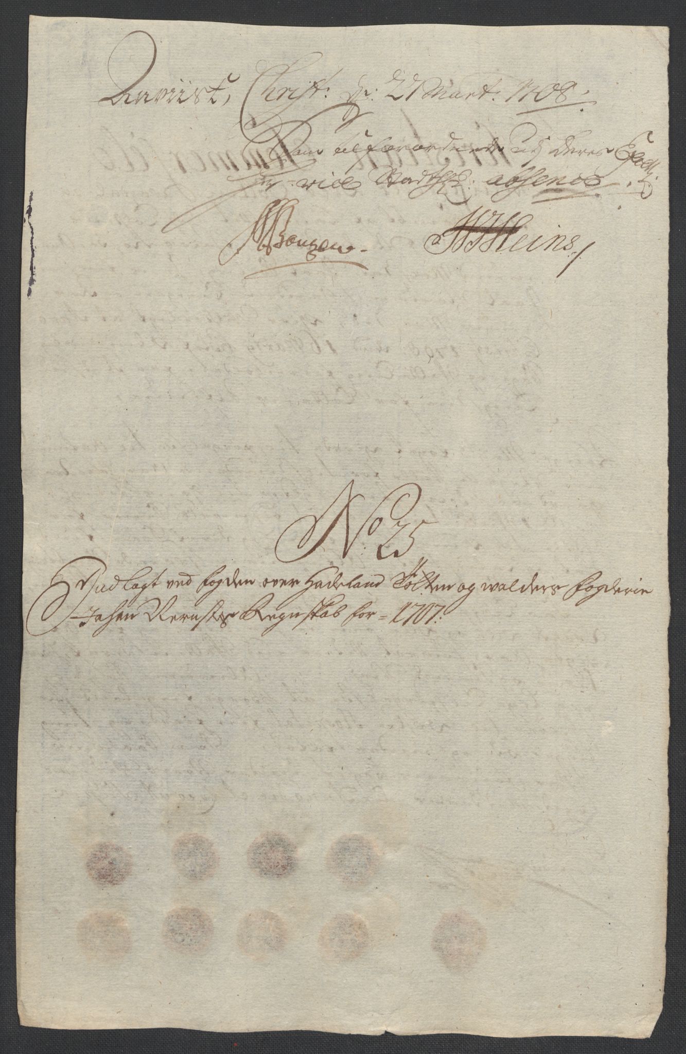 Rentekammeret inntil 1814, Reviderte regnskaper, Fogderegnskap, RA/EA-4092/R18/L1305: Fogderegnskap Hadeland, Toten og Valdres, 1707-1708, p. 399