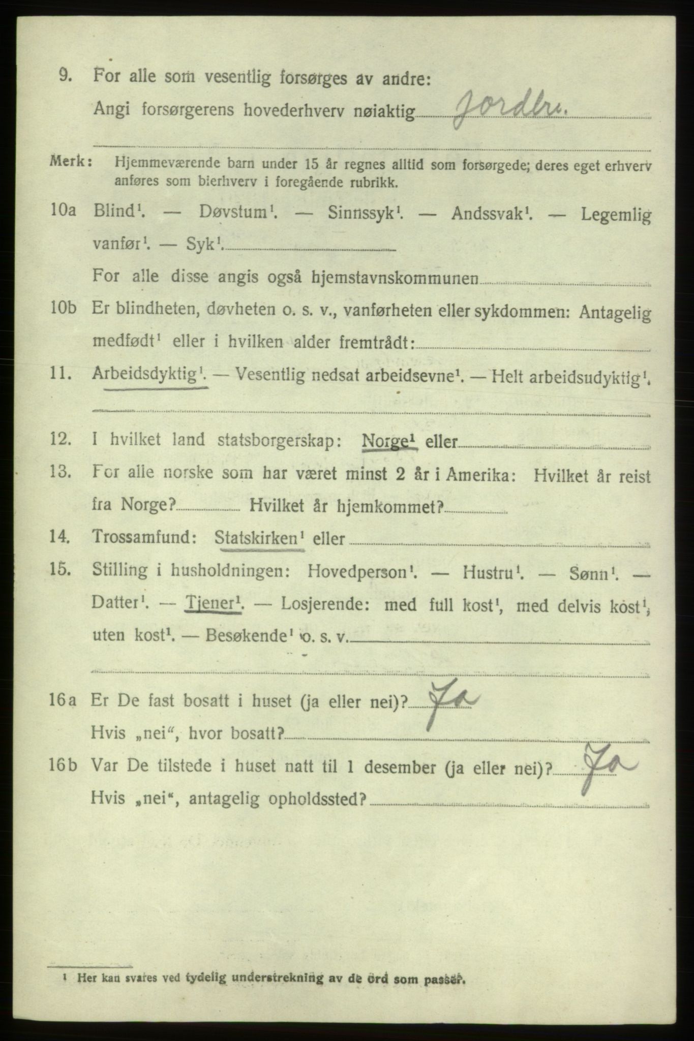 SAB, 1920 census for Stord, 1920, p. 7566