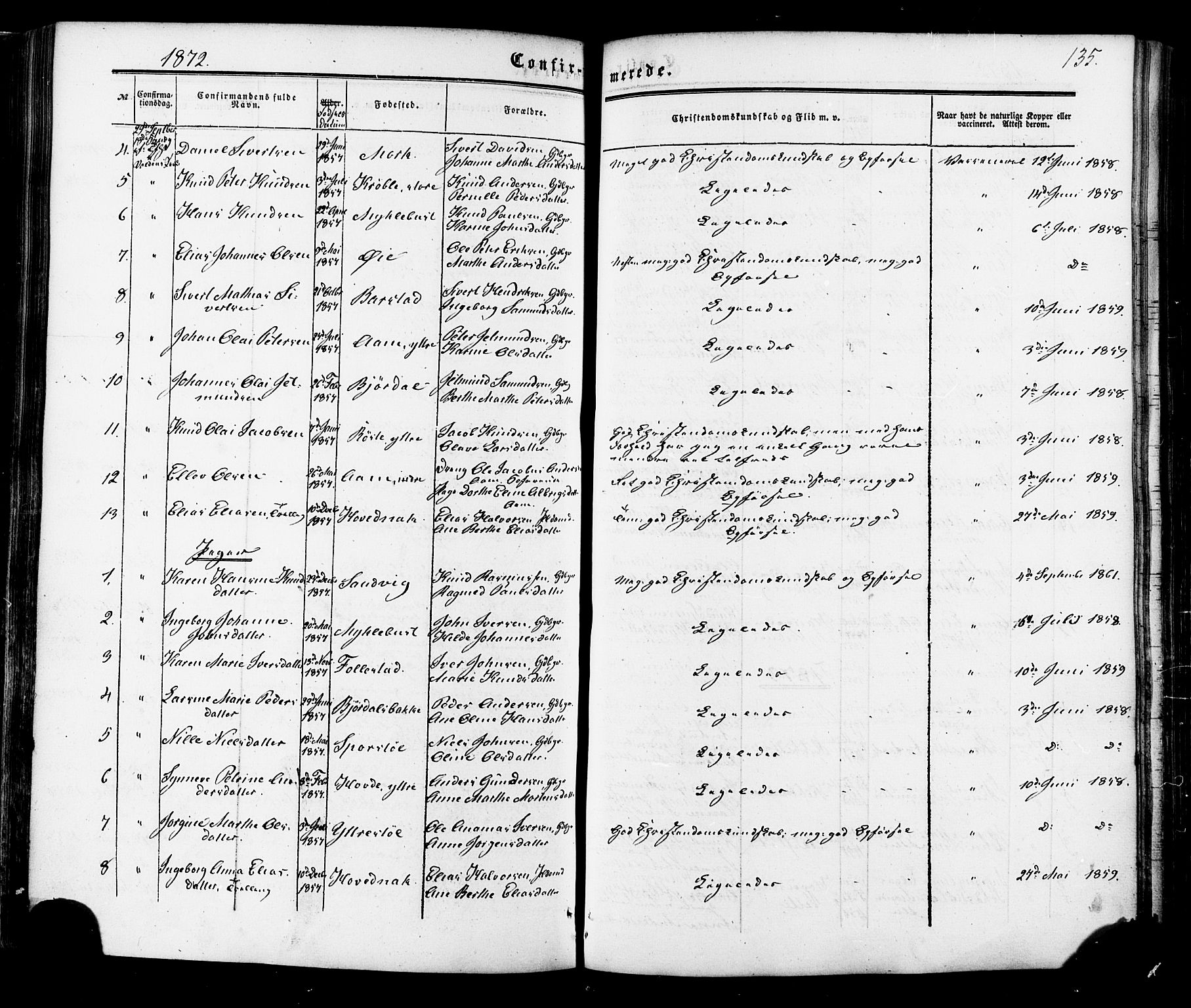 Ministerialprotokoller, klokkerbøker og fødselsregistre - Møre og Romsdal, AV/SAT-A-1454/513/L0175: Parish register (official) no. 513A02, 1856-1877, p. 135