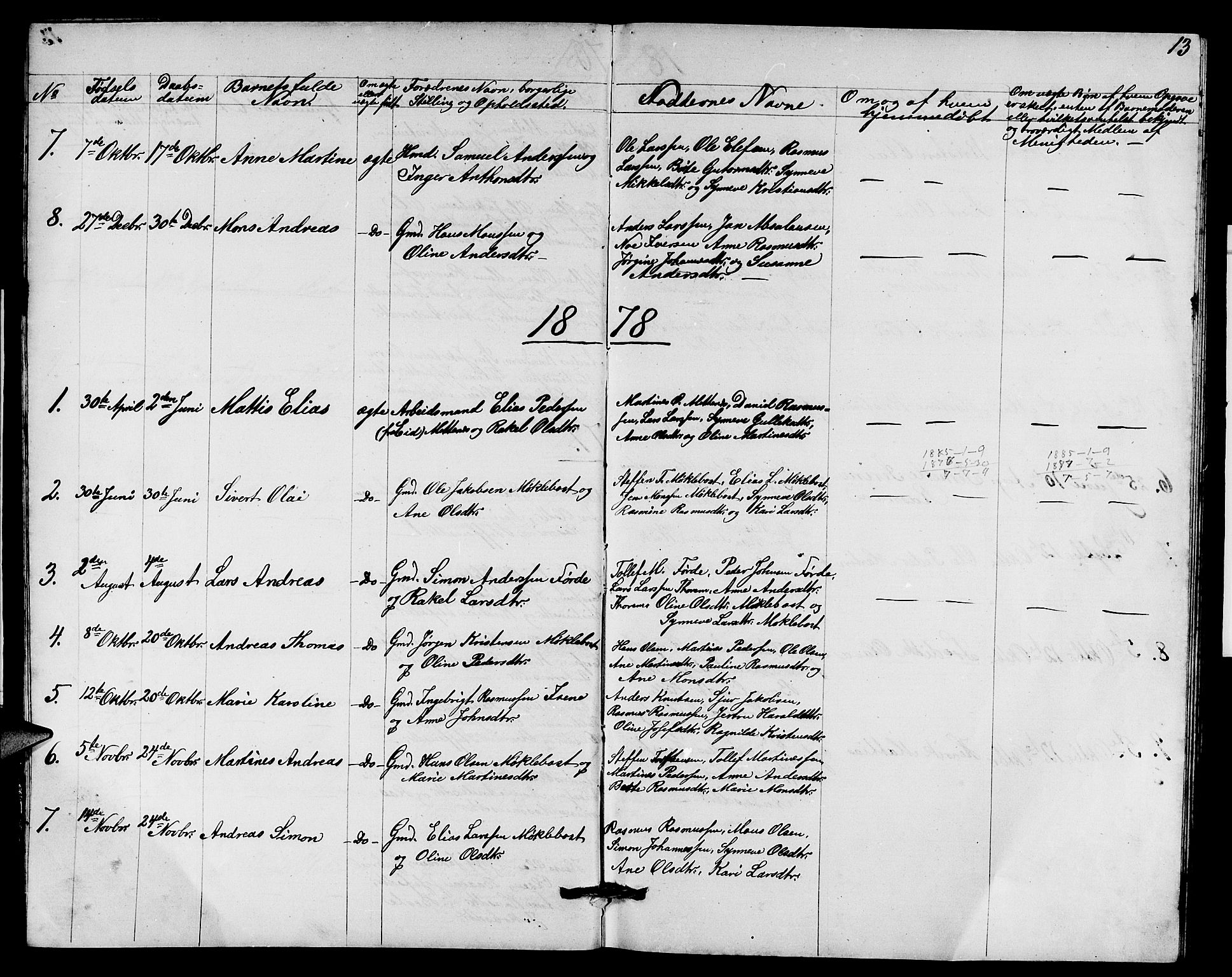 Davik sokneprestembete, SAB/A-79701/H/Hab/Habd/L0001: Parish register (copy) no. D 1, 1866-1891, p. 13