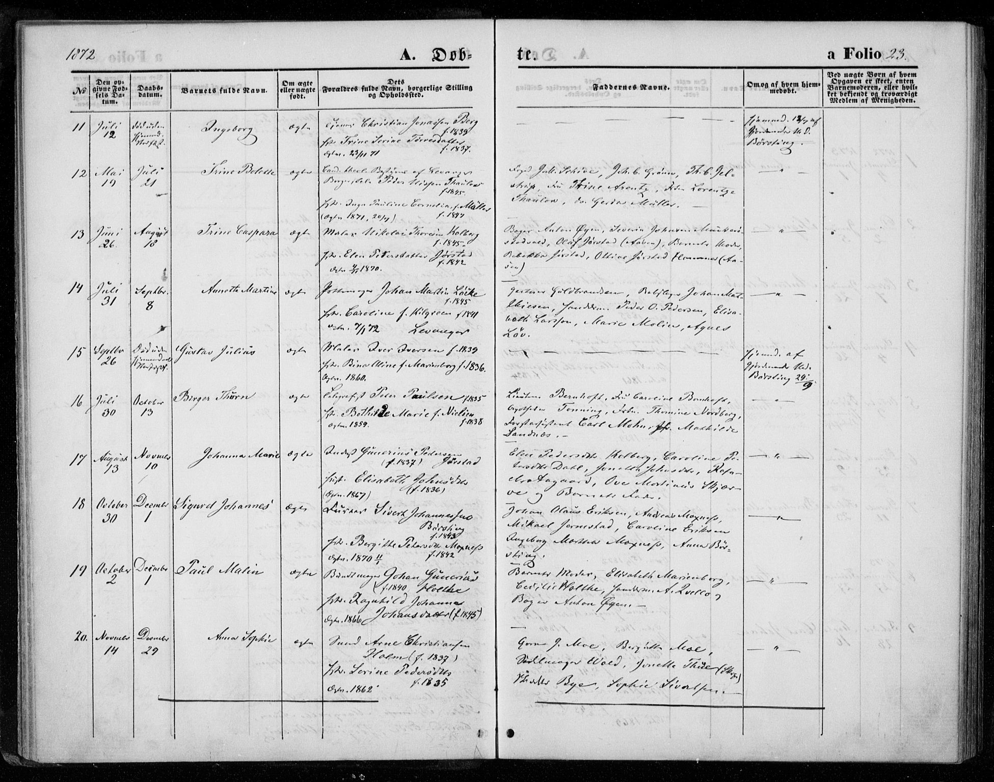 Ministerialprotokoller, klokkerbøker og fødselsregistre - Nord-Trøndelag, SAT/A-1458/720/L0186: Parish register (official) no. 720A03, 1864-1874, p. 23