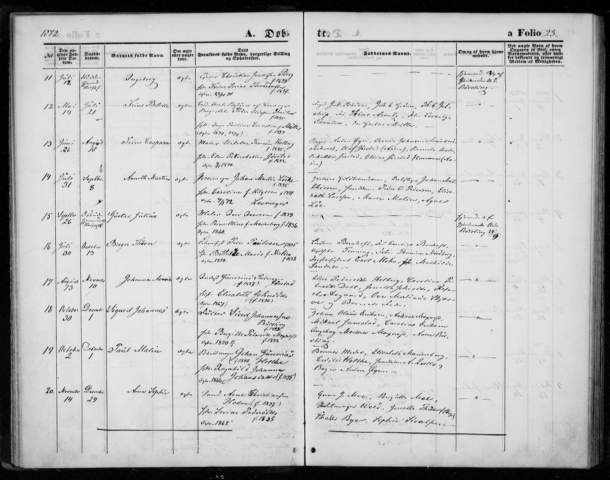 Ministerialprotokoller, klokkerbøker og fødselsregistre - Nord-Trøndelag, AV/SAT-A-1458/720/L0186: Parish register (official) no. 720A03, 1864-1874, p. 23