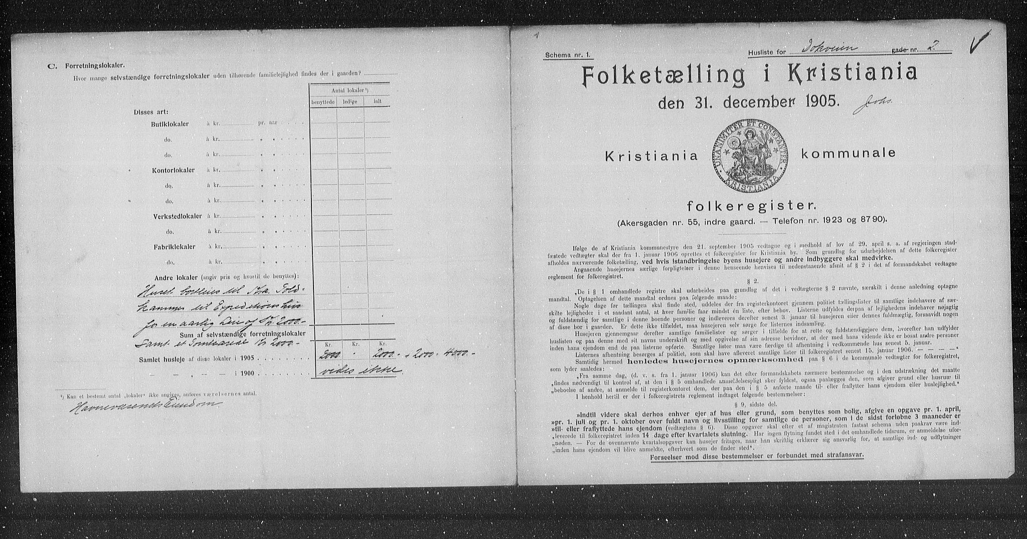 OBA, Municipal Census 1905 for Kristiania, 1905, p. 8216