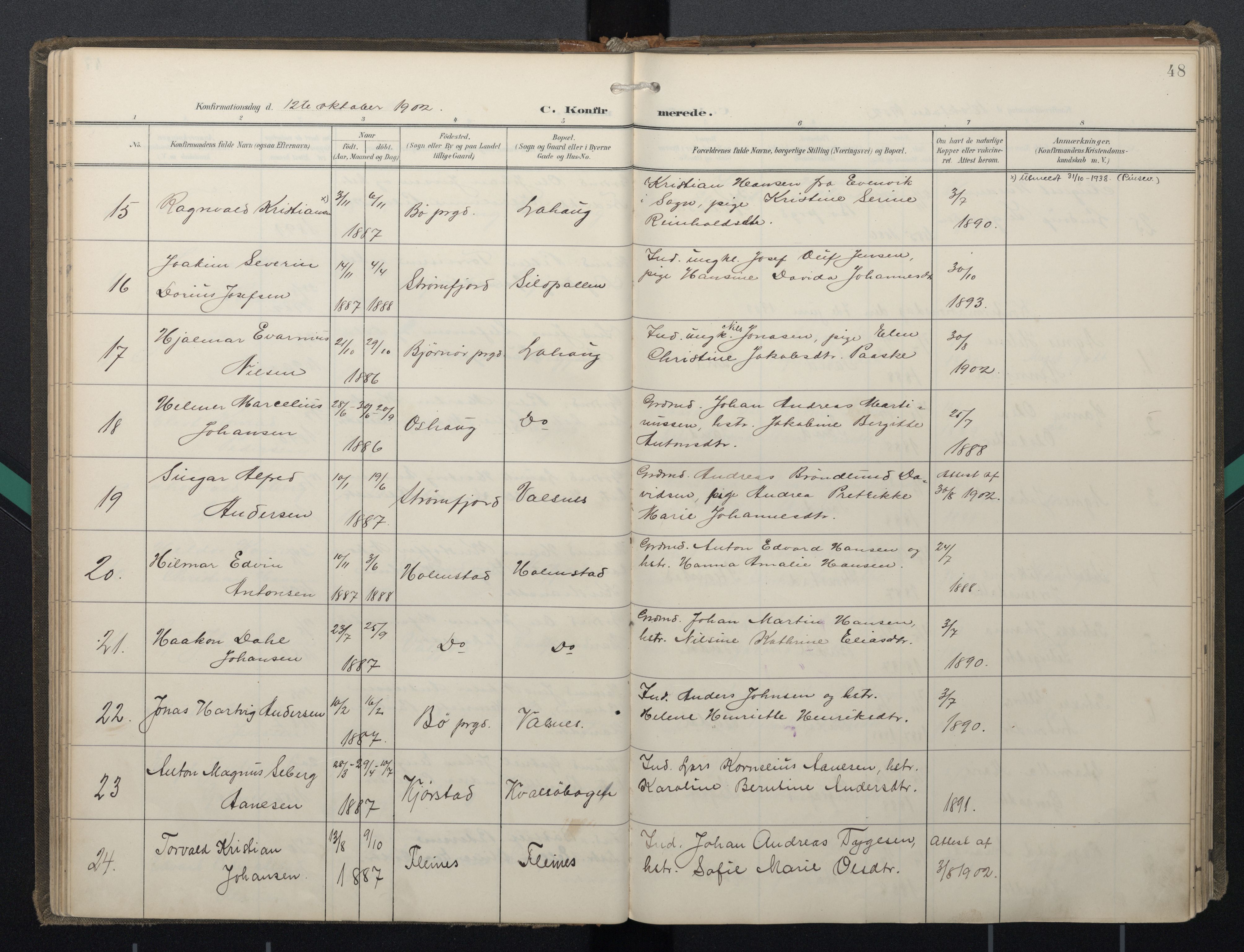 Ministerialprotokoller, klokkerbøker og fødselsregistre - Nordland, SAT/A-1459/888/L1247: Parish register (official) no. 888A13, 1900-1911, p. 48