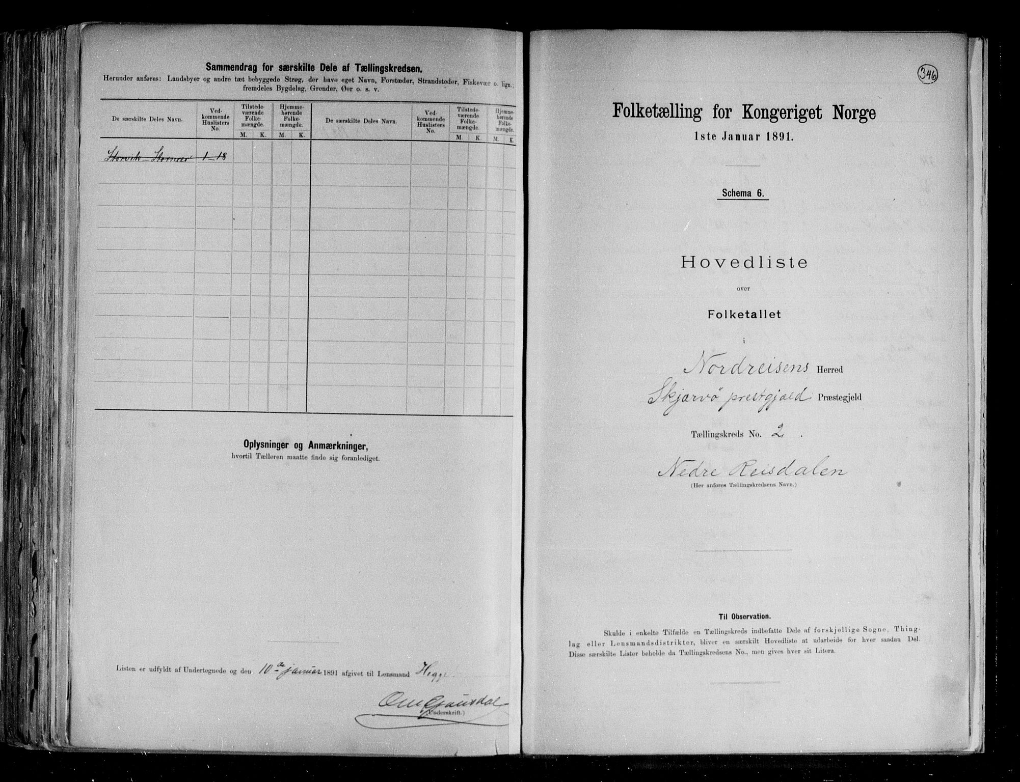 RA, 1891 census for 1942 Nordreisa, 1891, p. 6