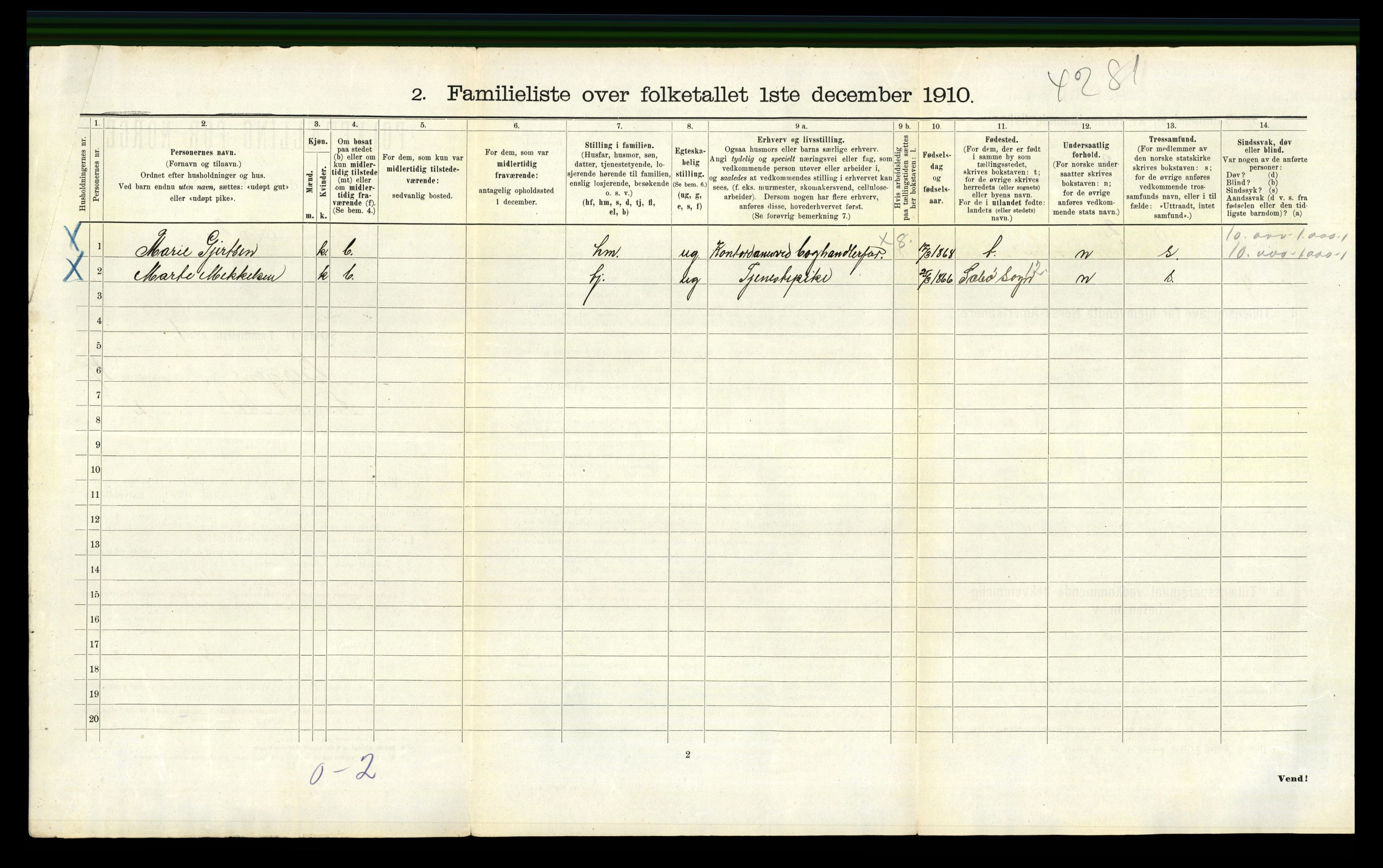 RA, 1910 census for Bergen, 1910, p. 5442