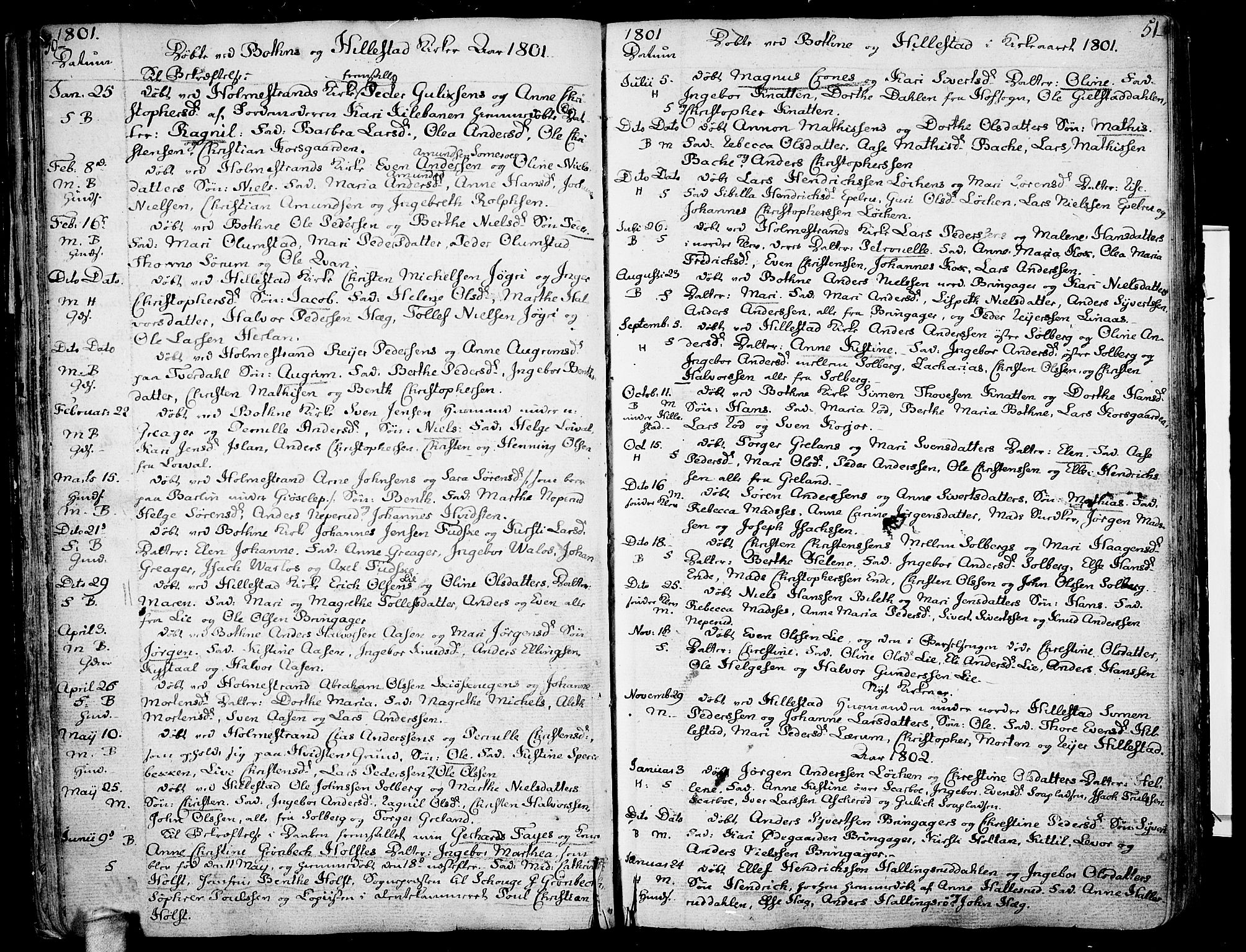 Botne kirkebøker, SAKO/A-340/F/Fa/L0003: Parish register (official) no. I 3 /1, 1792-1844, p. 50-51