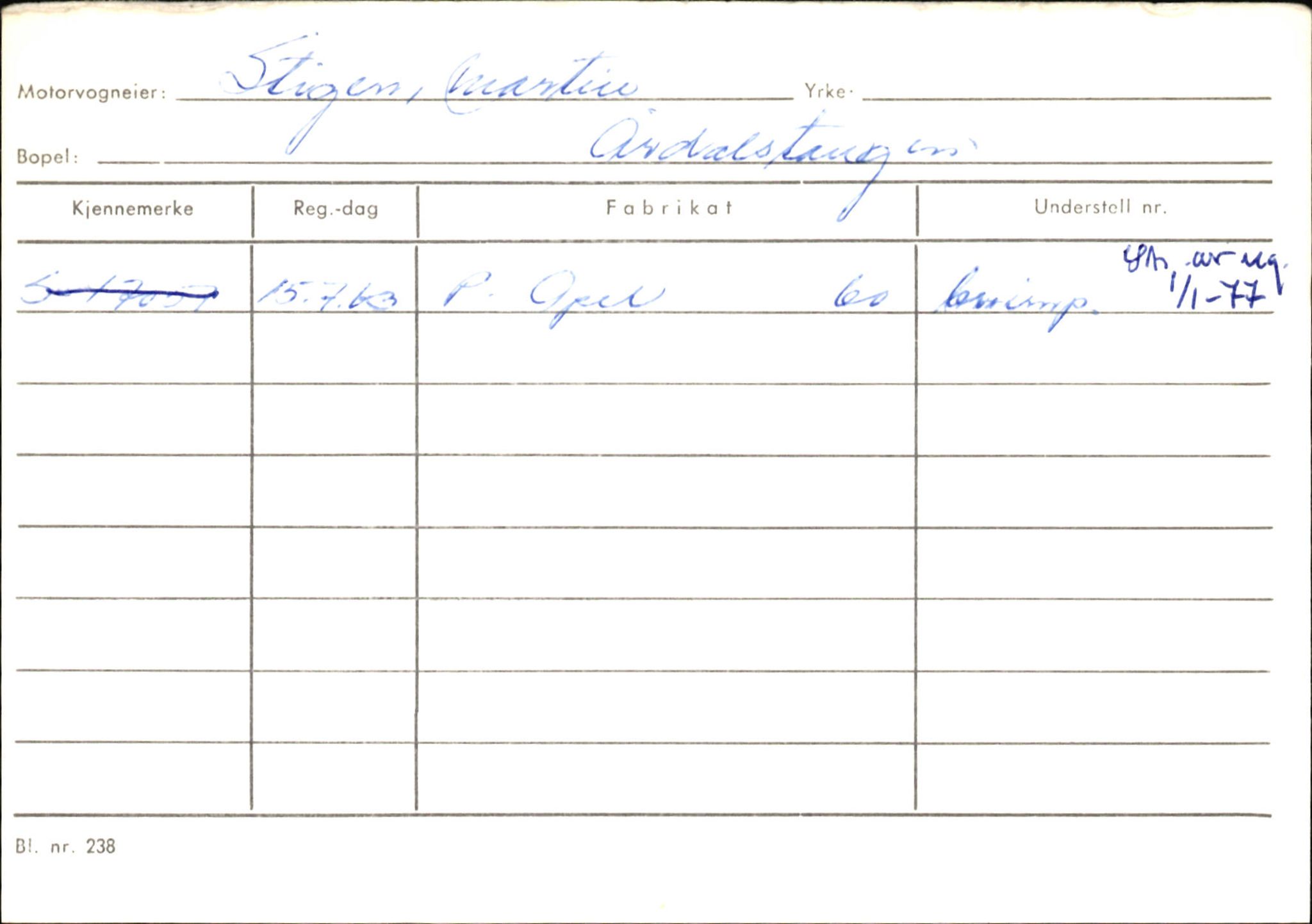 Statens vegvesen, Sogn og Fjordane vegkontor, AV/SAB-A-5301/4/F/L0146: Registerkort Årdal R-Å samt diverse kort, 1945-1975, p. 620