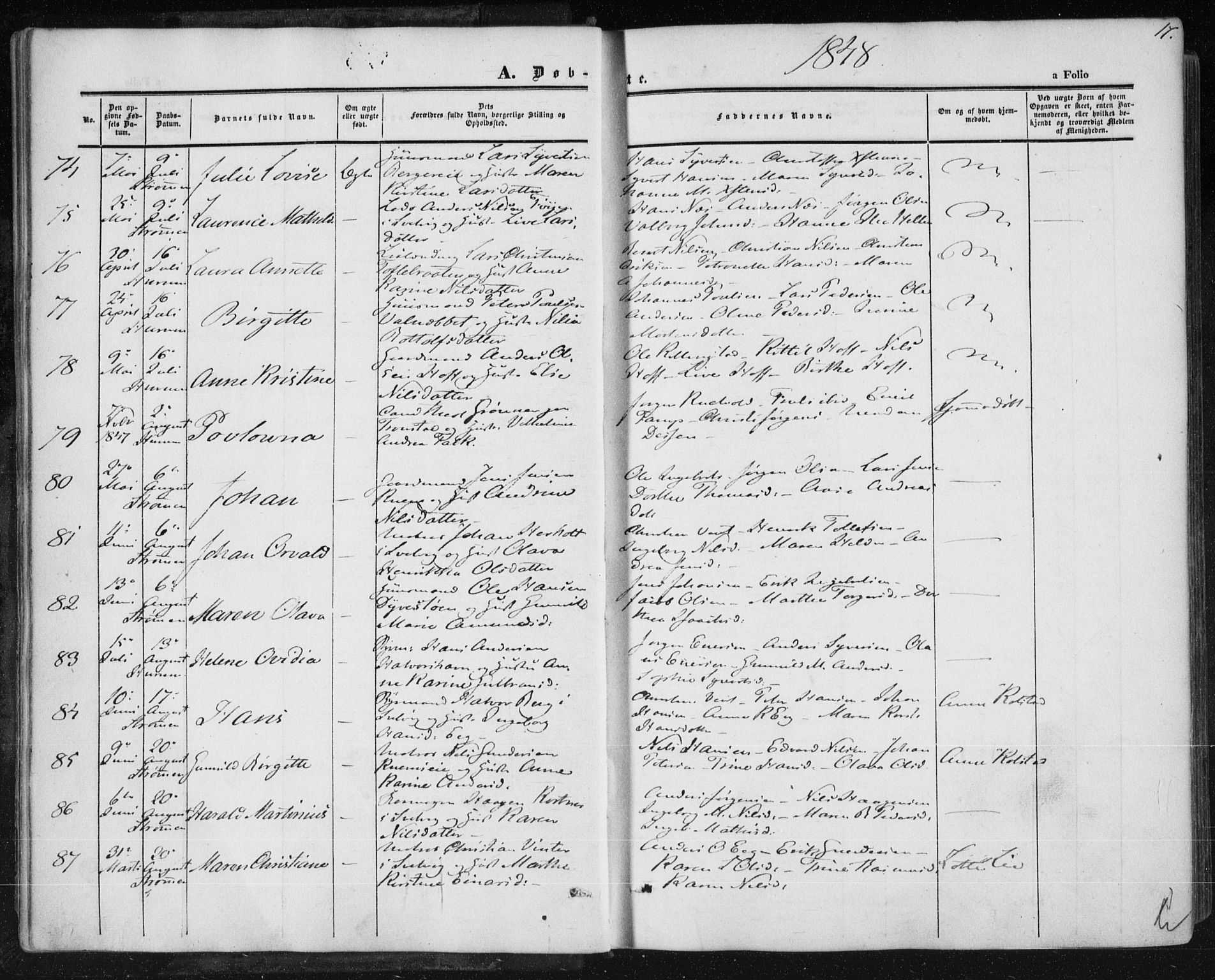 Hurum kirkebøker, SAKO/A-229/F/Fa/L0011: Parish register (official) no. 11, 1847-1860, p. 17