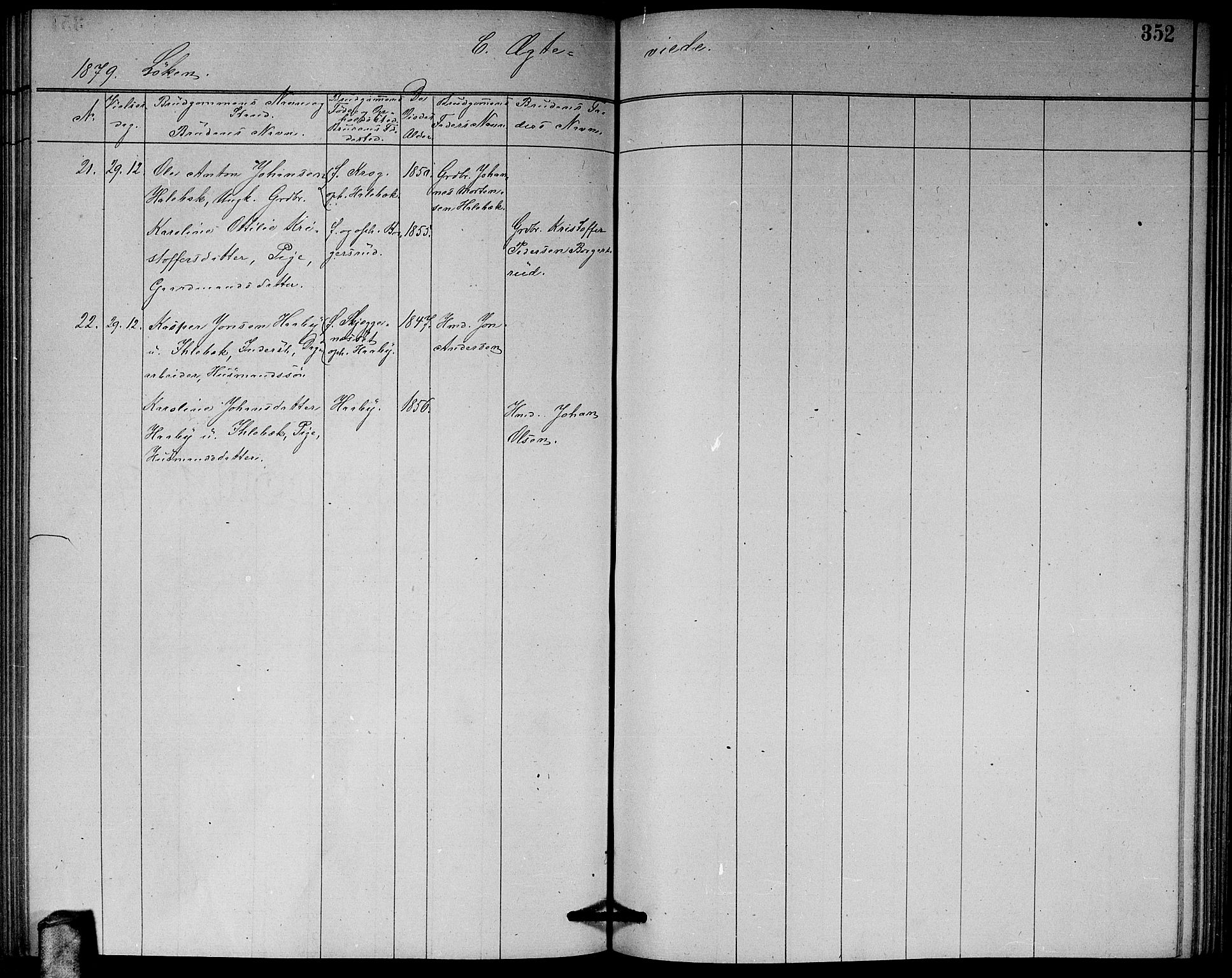 Høland prestekontor Kirkebøker, AV/SAO-A-10346a/G/Ga/L0006: Parish register (copy) no. I 6, 1869-1879, p. 352