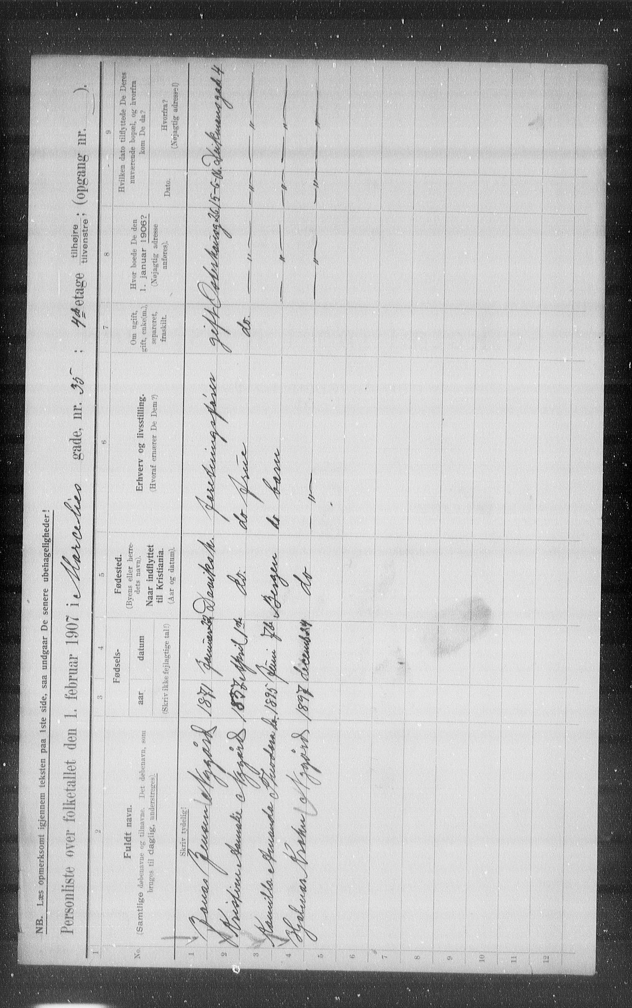 OBA, Municipal Census 1907 for Kristiania, 1907, p. 32986