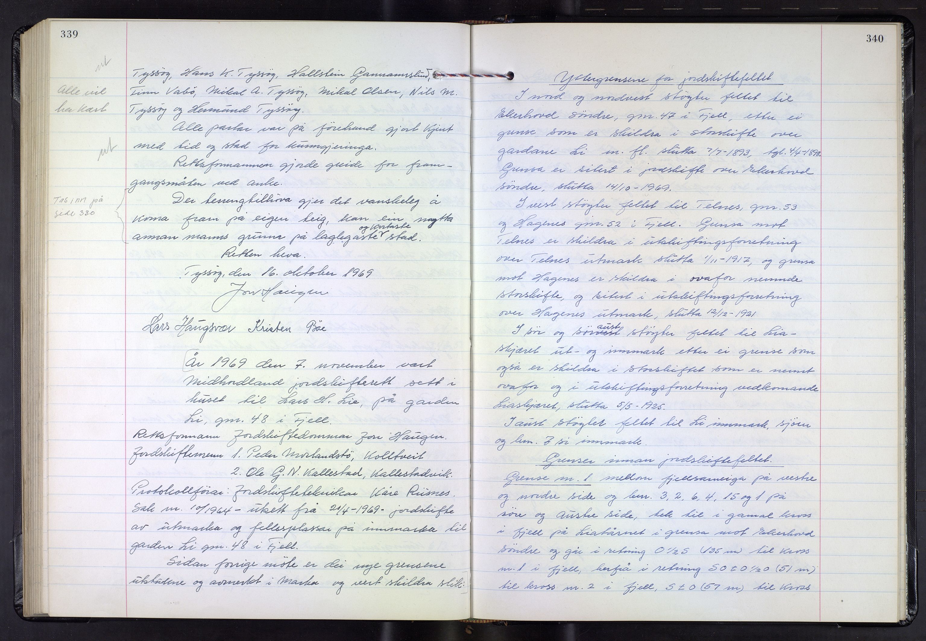 Hordaland jordskiftedøme - III Midhordland jordskiftedistrikt, AV/SAB-A-7001/A/Aa/L0037: Forhandlingsprotokoll, 1965-1970, p. 339-340