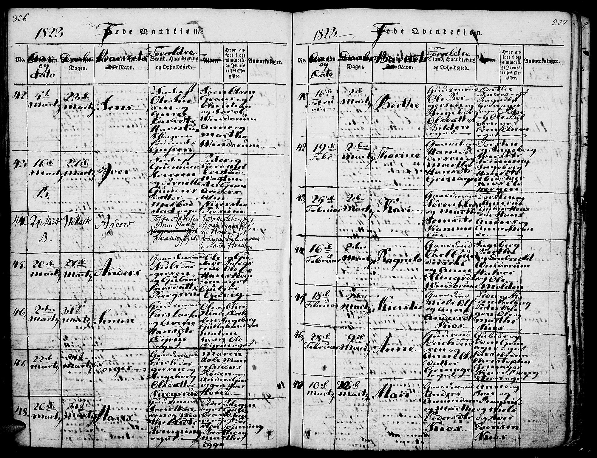 Gran prestekontor, AV/SAH-PREST-112/H/Ha/Haa/L0009: Parish register (official) no. 9, 1815-1824, p. 326-327