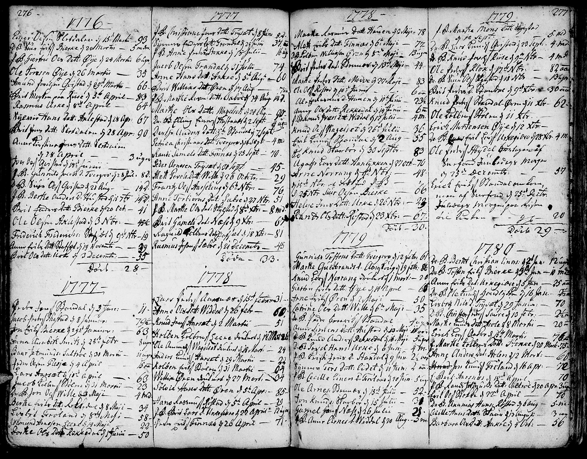 Ministerialprotokoller, klokkerbøker og fødselsregistre - Møre og Romsdal, AV/SAT-A-1454/515/L0206: Parish register (official) no. 515A02, 1765-1818, p. 276-277