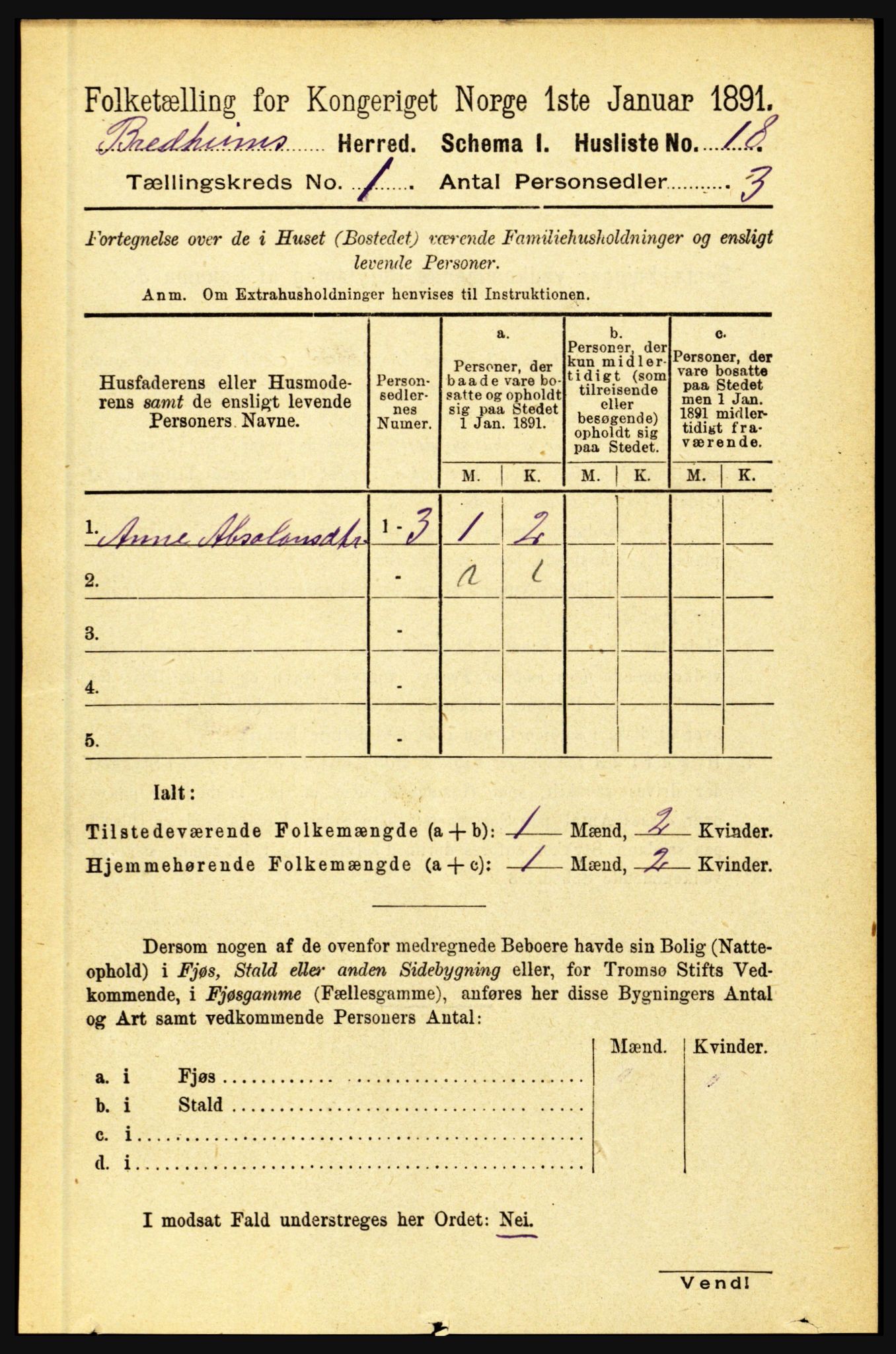 RA, 1891 census for 1446 Breim, 1891, p. 36