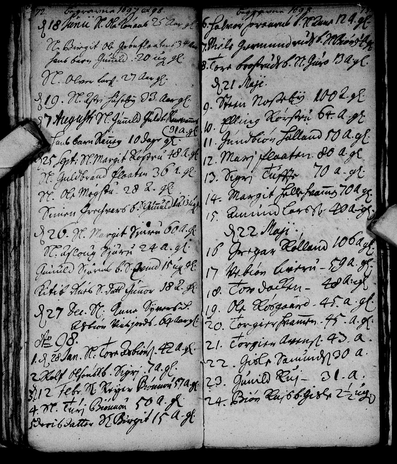 Nore kirkebøker, SAKO/A-238/F/Fc/L0001: Parish register (official) no. III 1, 1696-1714, p. 72-73