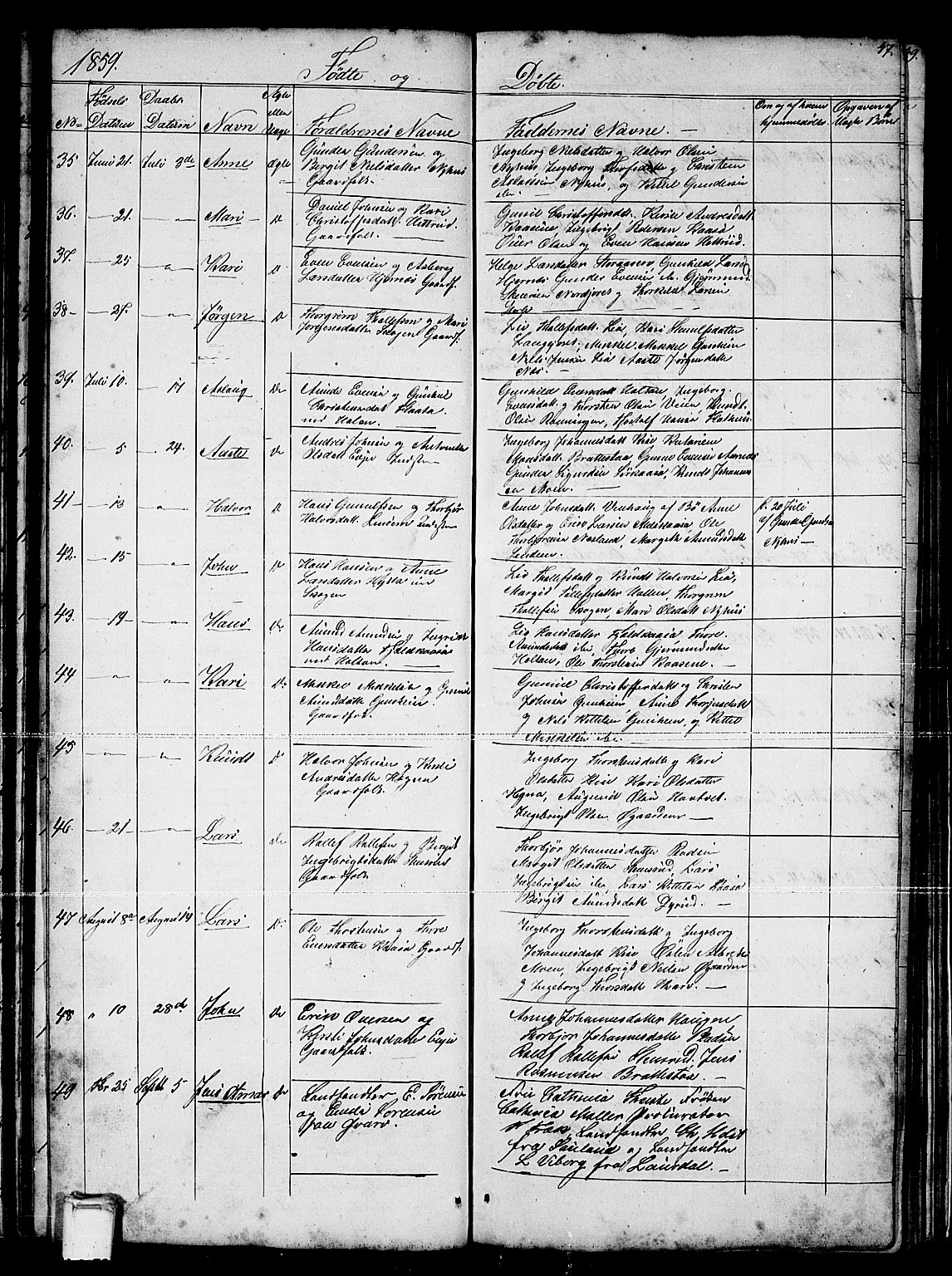 Sauherad kirkebøker, AV/SAKO-A-298/G/Gb/L0001: Parish register (copy) no. II 1, 1845-1865, p. 47