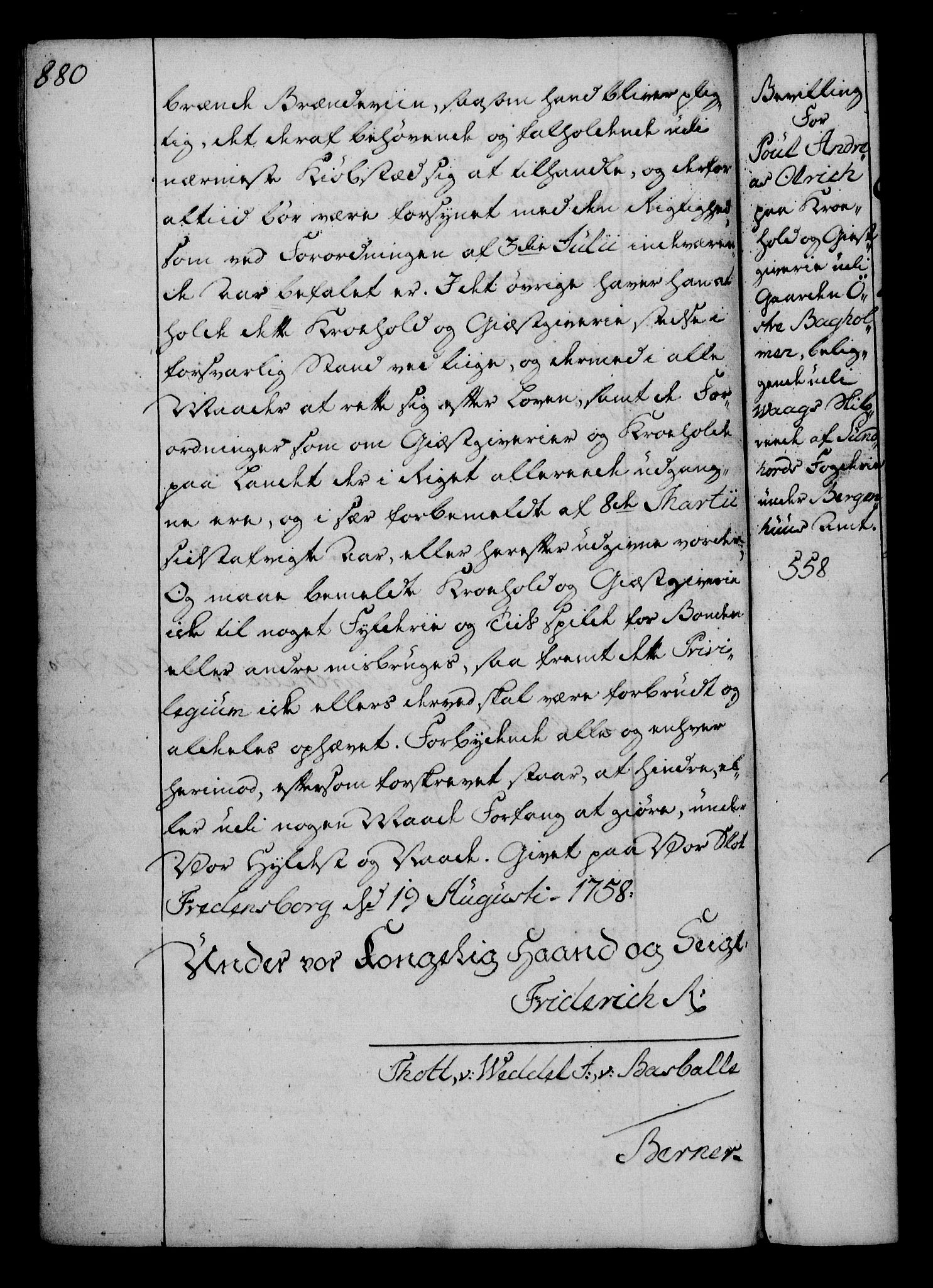 Rentekammeret, Kammerkanselliet, AV/RA-EA-3111/G/Gg/Gga/L0006: Norsk ekspedisjonsprotokoll med register (merket RK 53.6), 1749-1759, p. 880