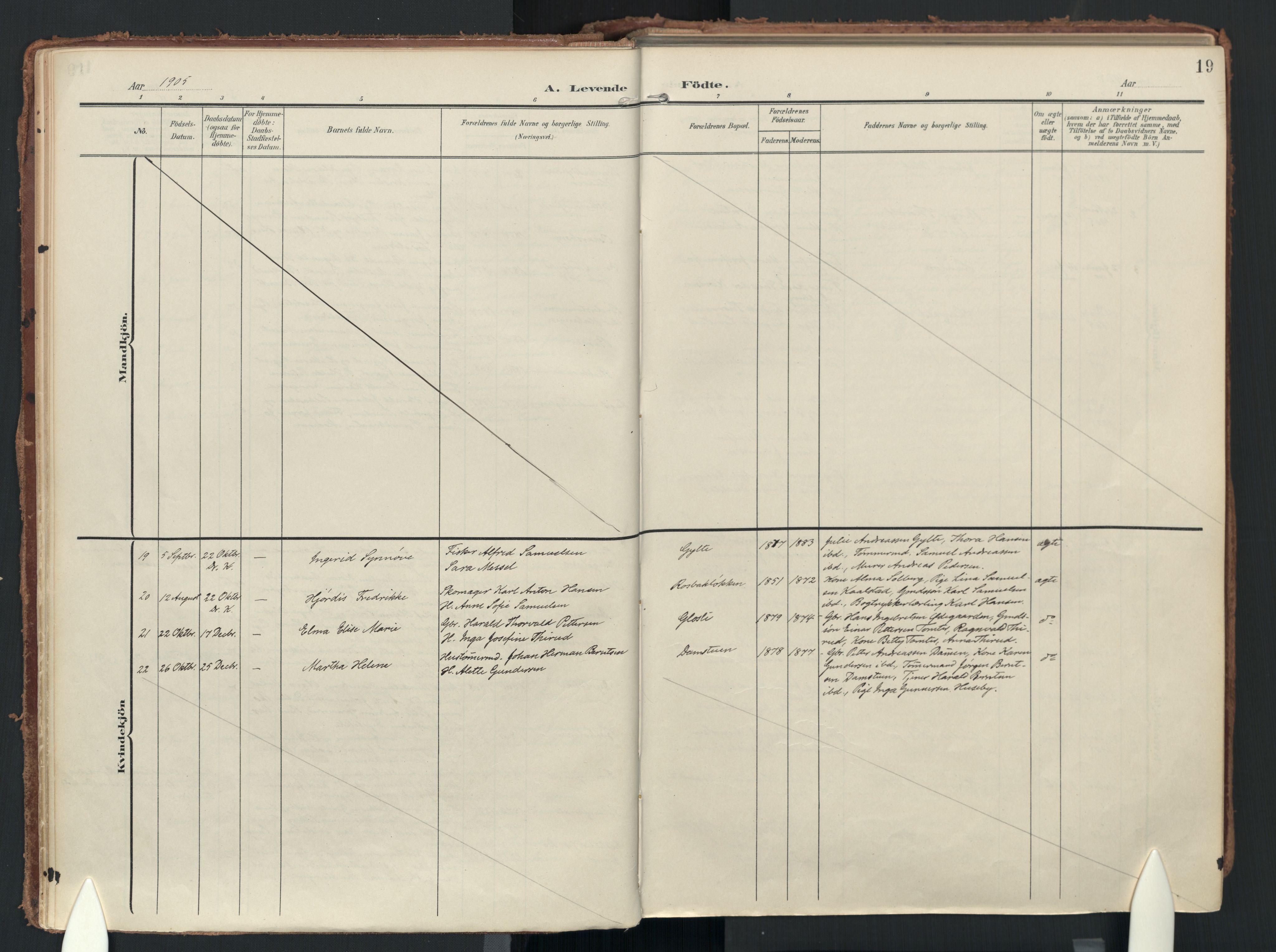 Drøbak prestekontor Kirkebøker, SAO/A-10142a/F/Fc/L0003: Parish register (official) no. III 3, 1901-1920, p. 19