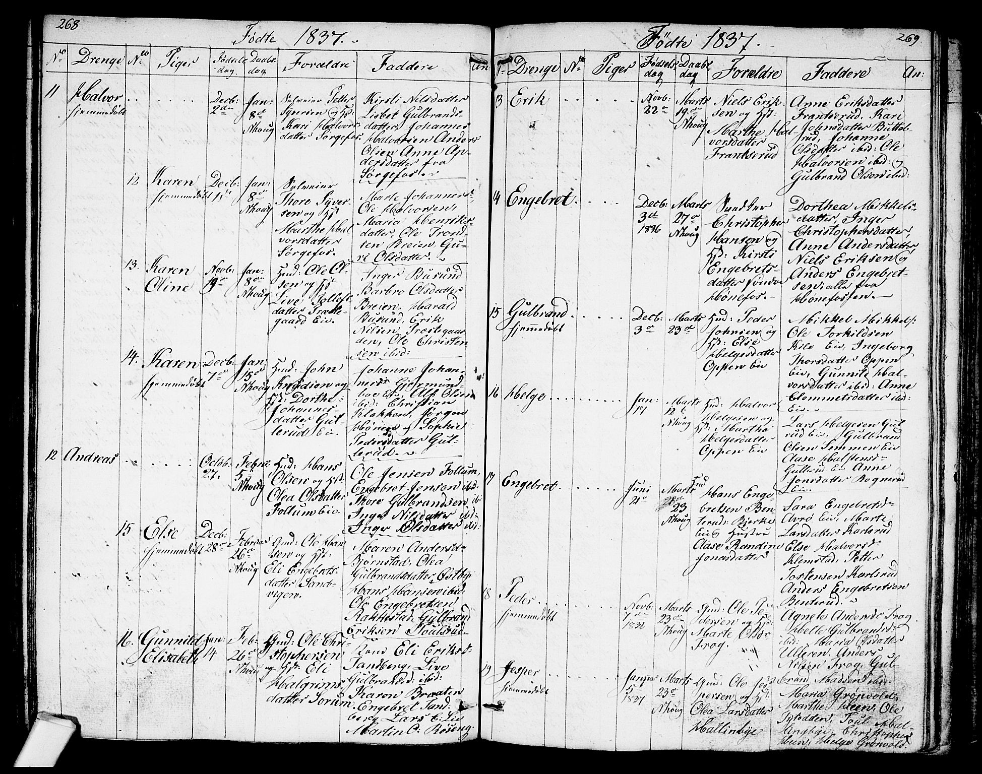 Norderhov kirkebøker, AV/SAKO-A-237/G/Ga/L0004: Parish register (copy) no. I 4, 1824-1849, p. 268-269