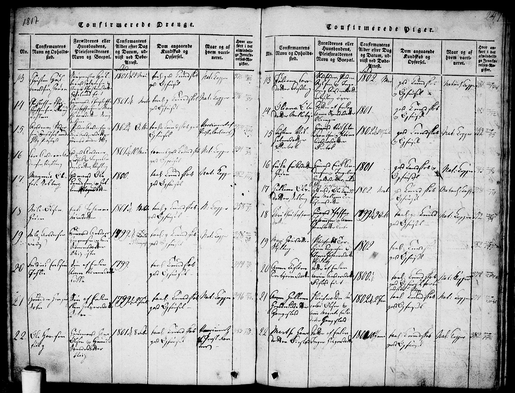 Skjeberg prestekontor Kirkebøker, AV/SAO-A-10923/F/Fa/L0004: Parish register (official) no. I 4, 1815-1830, p. 247