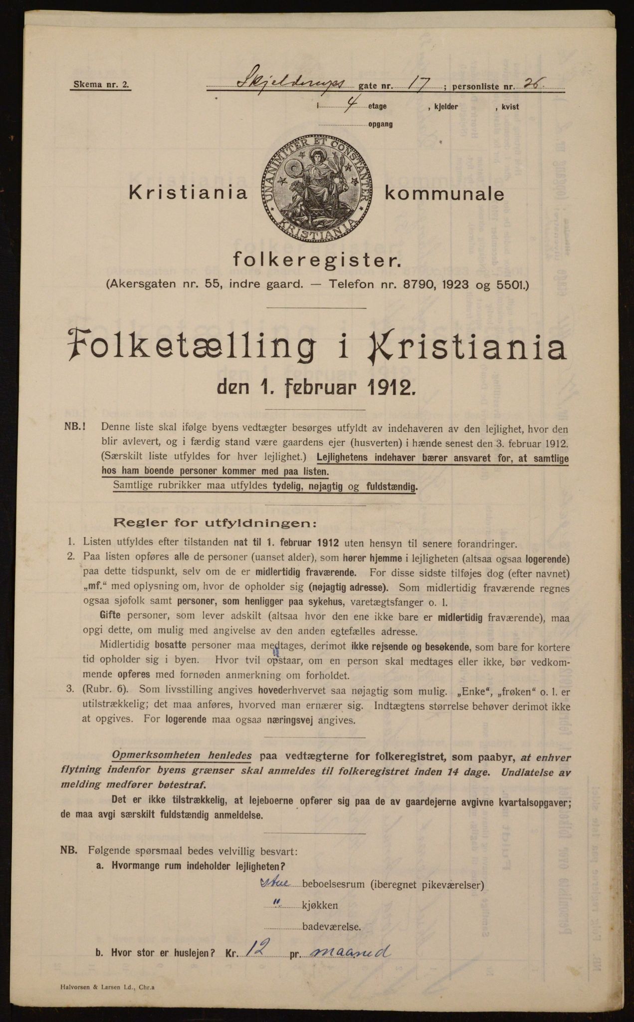 OBA, Municipal Census 1912 for Kristiania, 1912, p. 96444